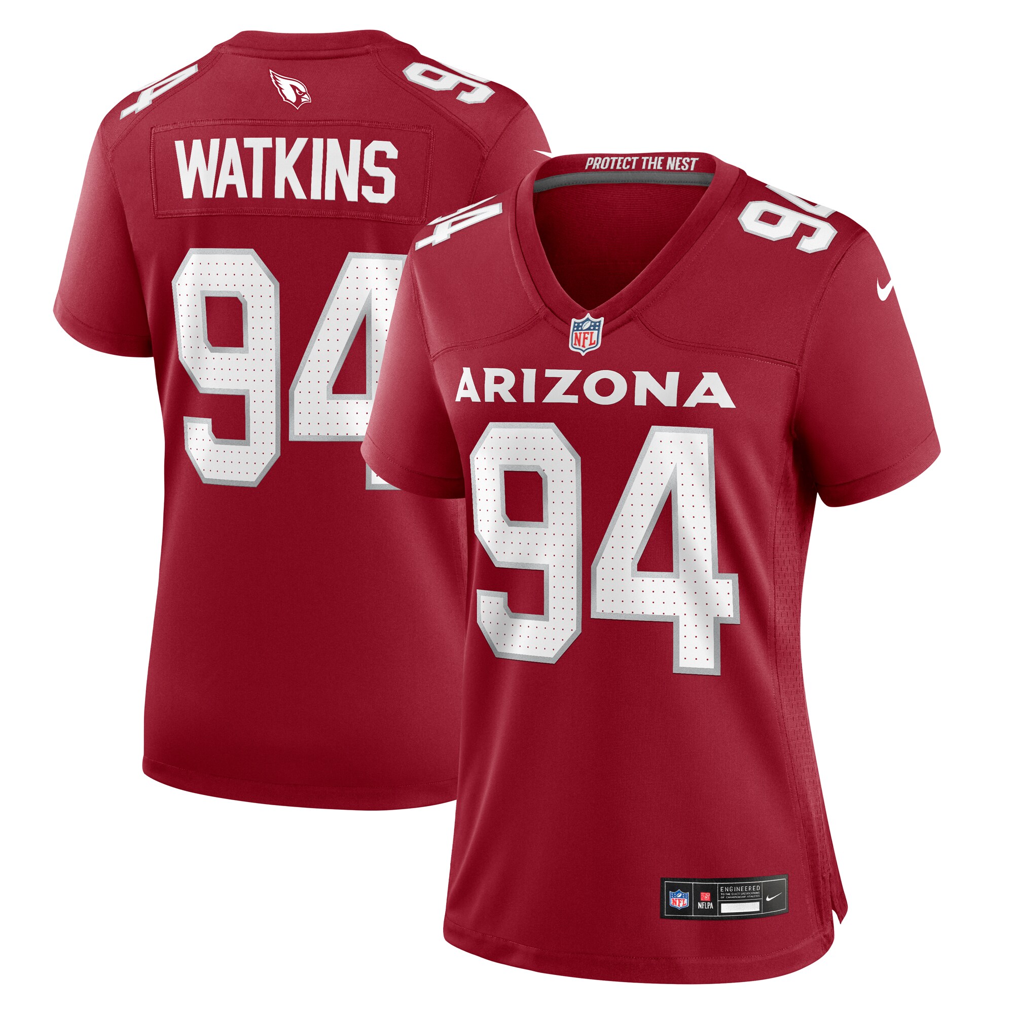Carlos Watkins Arizona Cardinals  Women's Game Player Jersey - Cardinal
