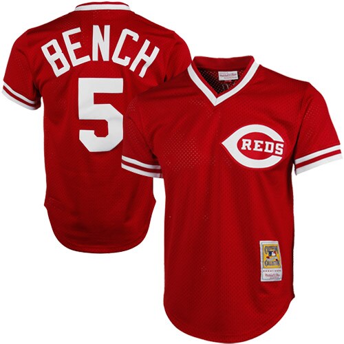 Johnny Bench Cincinnati Reds Mitchell & Ness 1983 Authentic Cooperstown Collection Mesh Batting Practice Jersey - Red