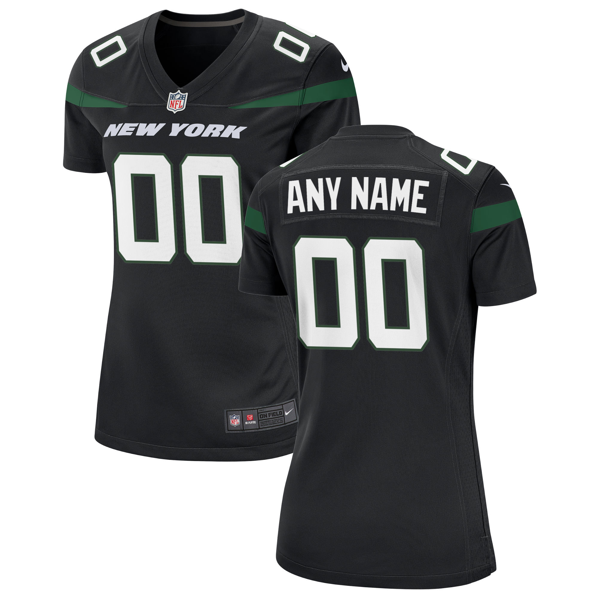 New York Jets  Women's Alternate Custom Game Jersey - Stealth Black