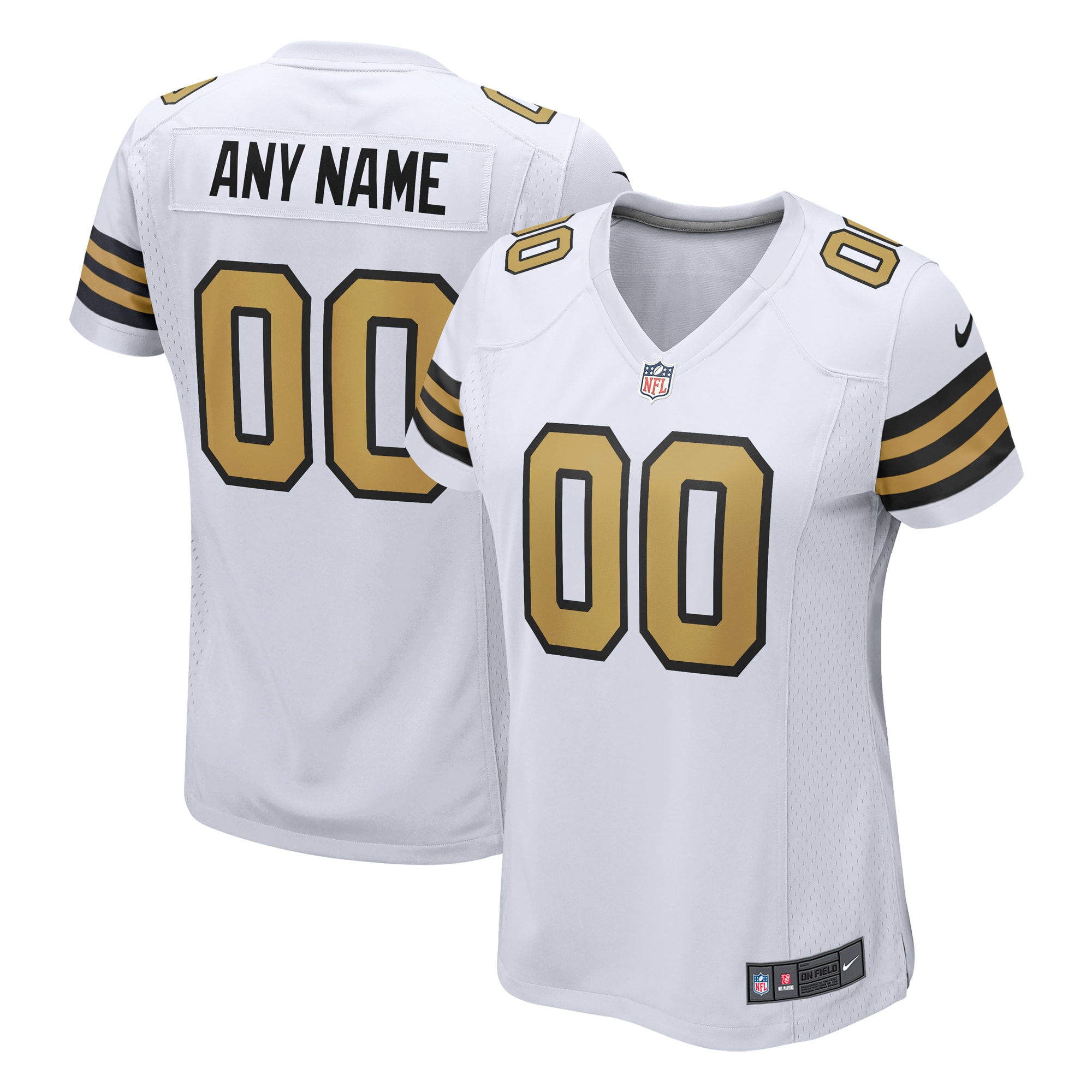 New Orleans Saints  Women's Alternate Custom Game Jersey - White