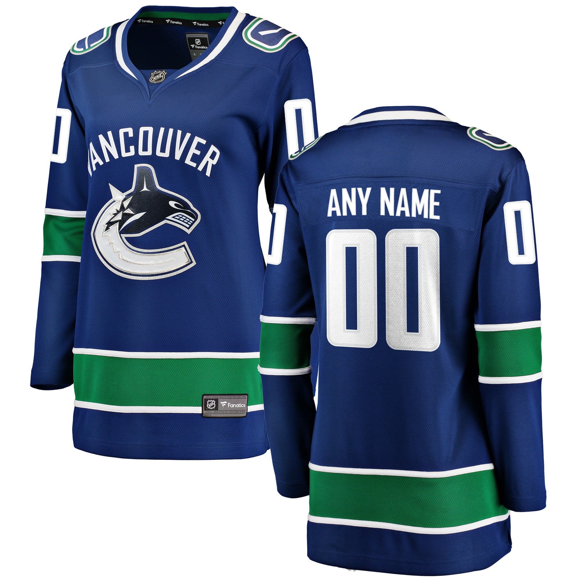 Vancouver Canucks Fanatics Women's Home Breakaway Custom Jersey - Blue