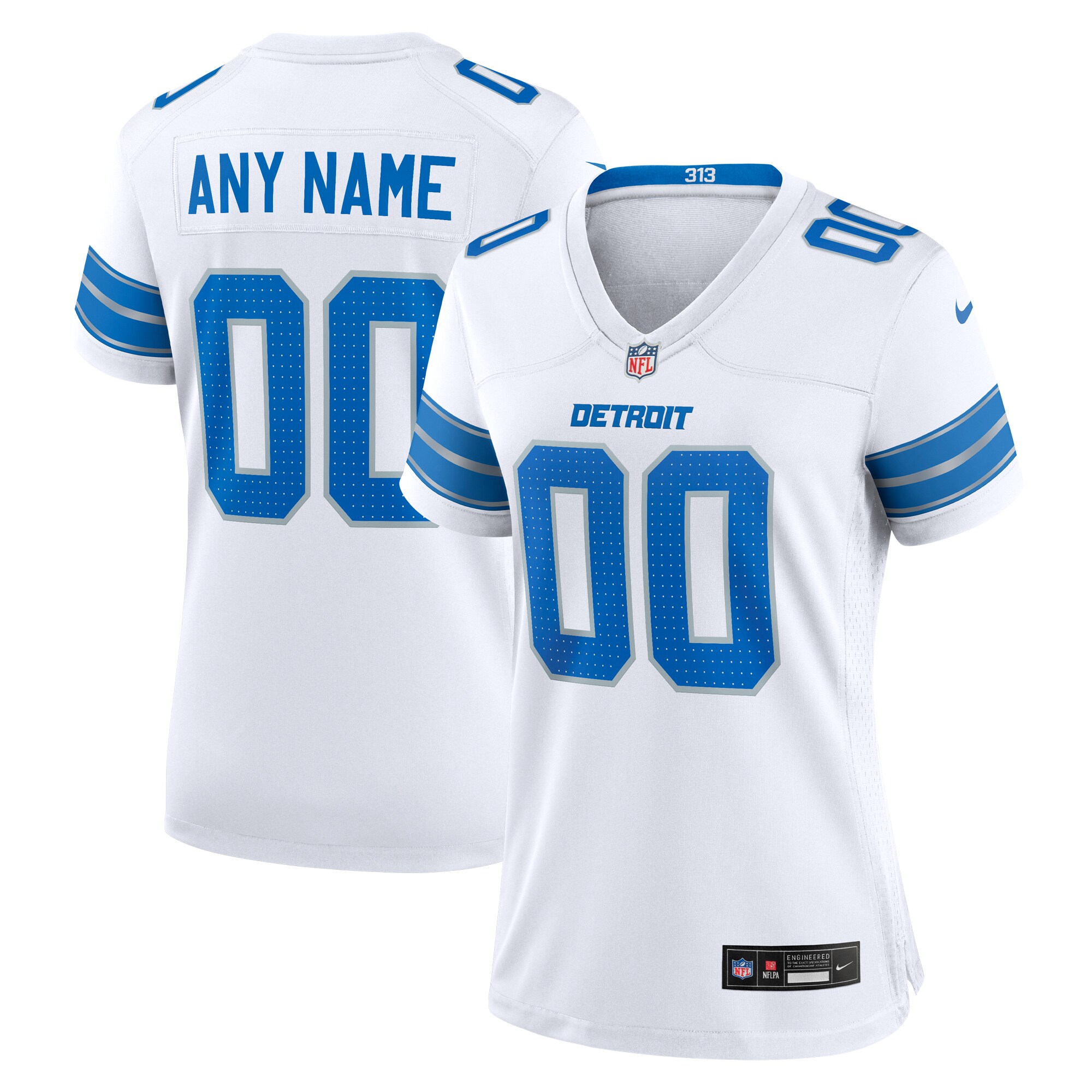 Detroit Lions  Women's Custom Game Jersey - White