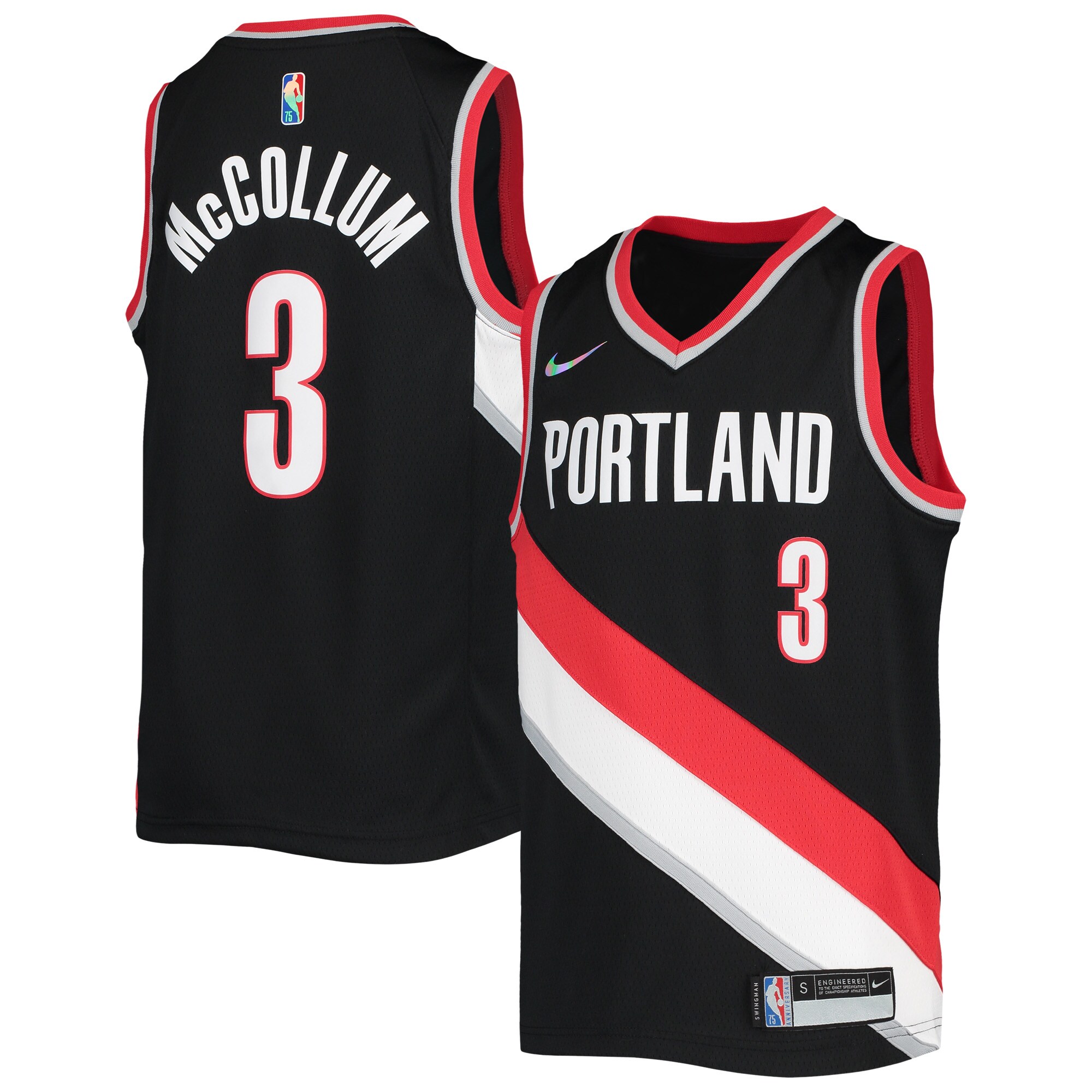 C.J. McCollum Portland Trail Blazers  Youth 2021\/22 Diamond Swingman Jersey - Icon Edition - Black
