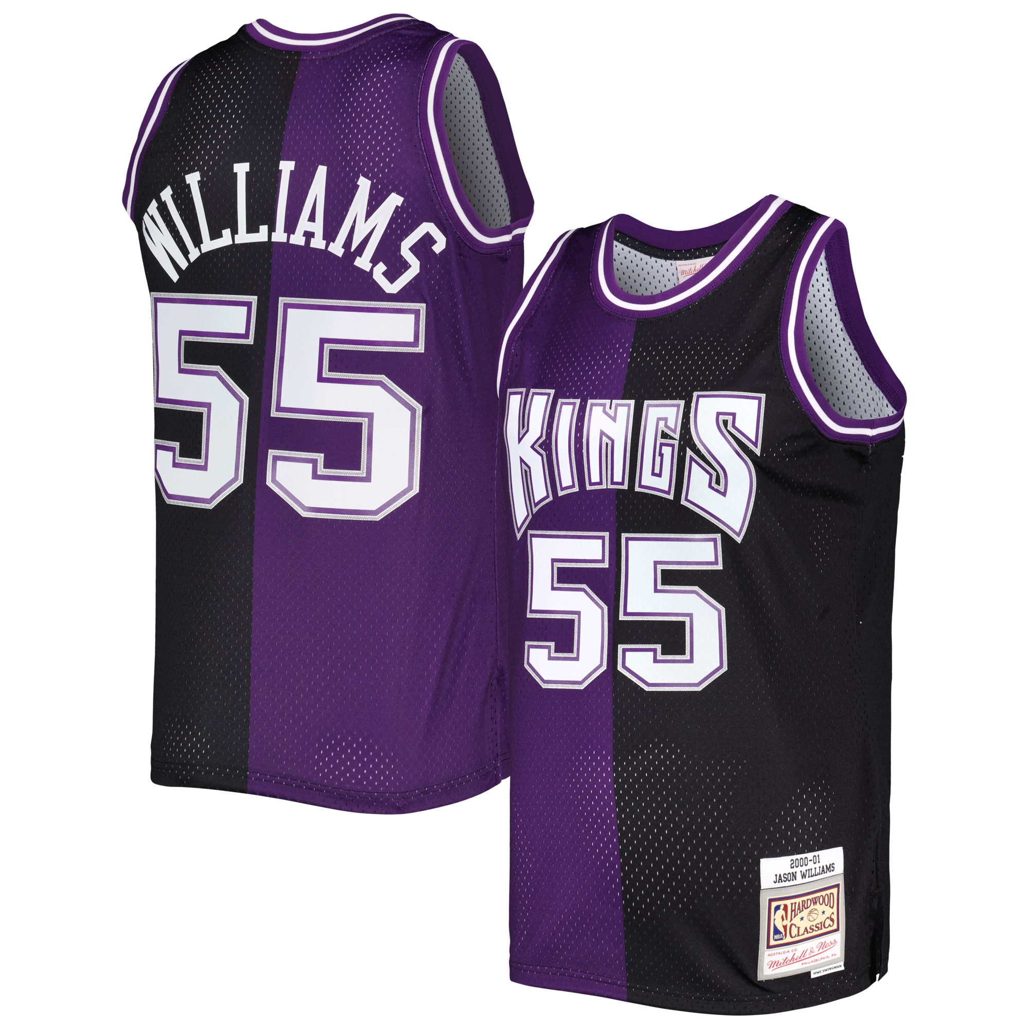 Jason Williams Sacramento Kings Mitchell & Ness Hardwood Classics 2000\/01 Split Swingman Jersey - Purple\/Black