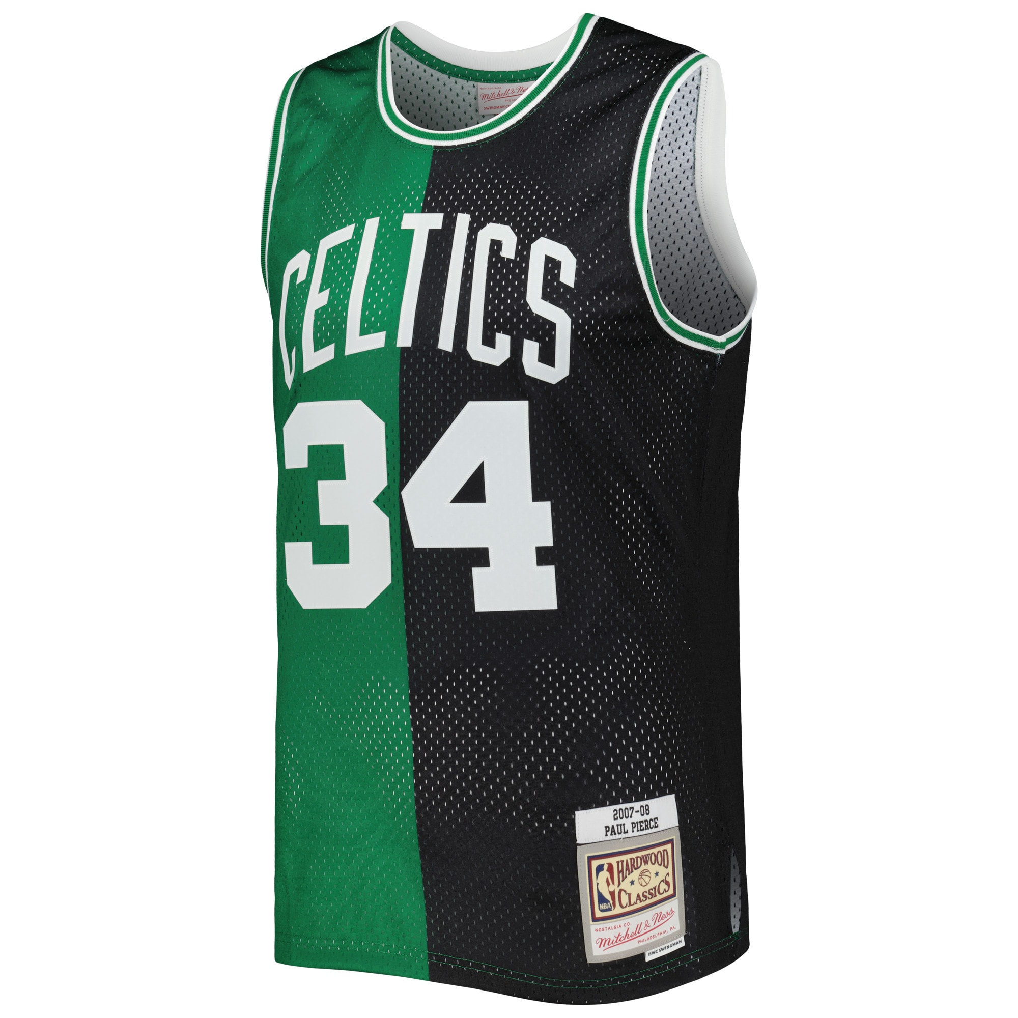 Paul Pierce Boston Celtics Mitchell & Ness Hardwood Classics 2007\/08 Split Swingman Jersey - Black\/Kelly Green