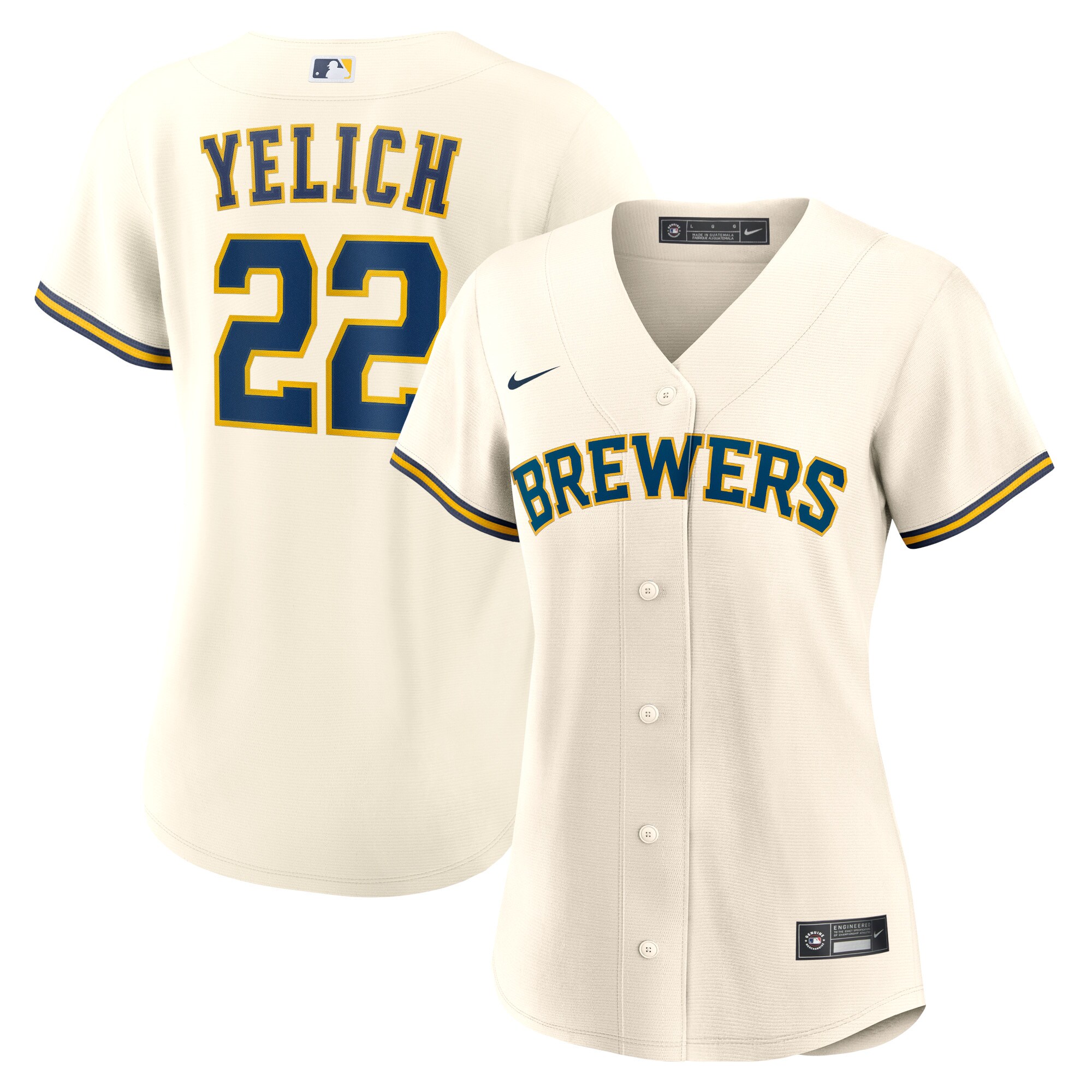 Christian Yelich Milwaukee Brewers  Women's Home Replica Player Jersey - Cream