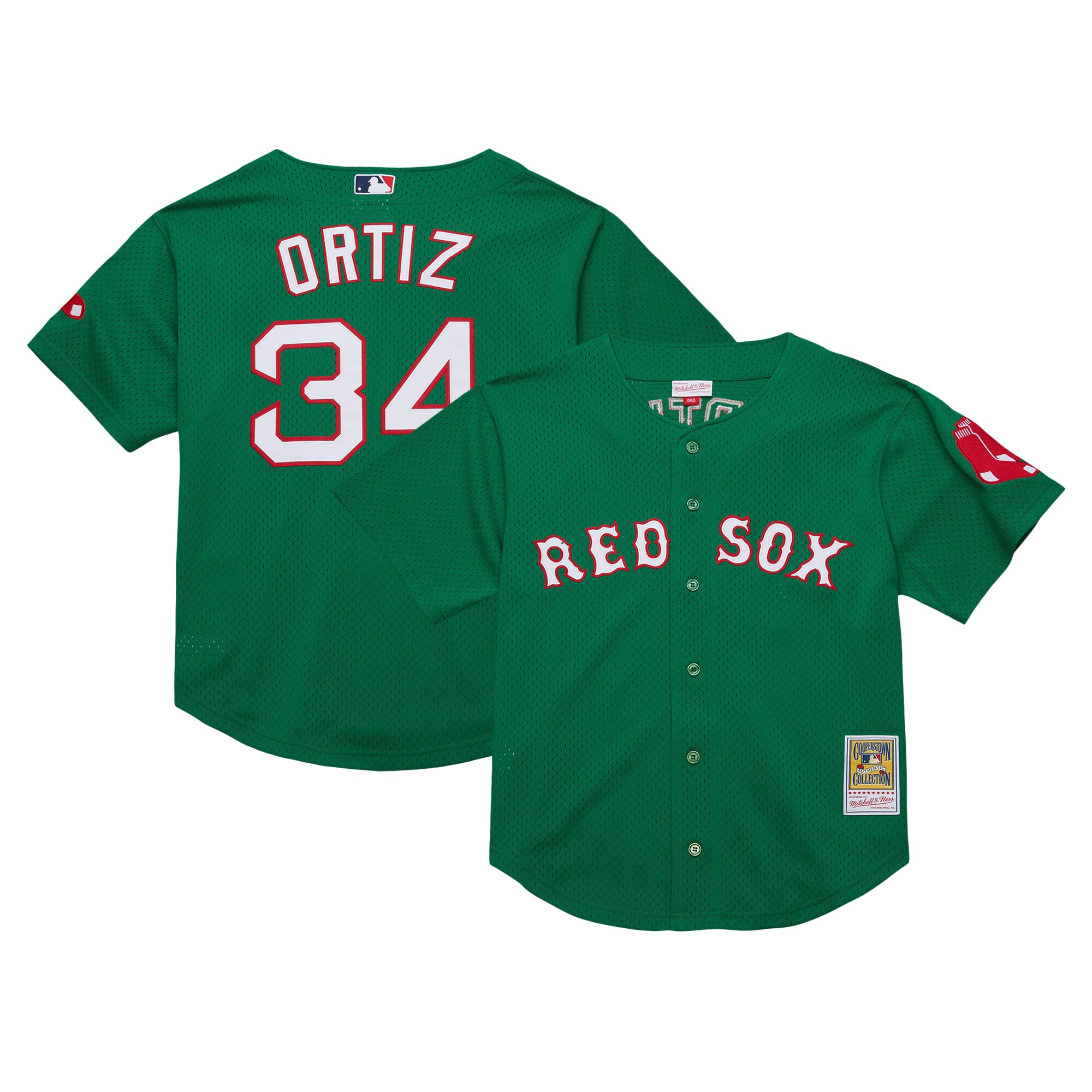 David Ortiz Boston Red Sox Mitchell & Ness Cooperstown Collection Mesh Batting Practice Jersey - Kelly Green
