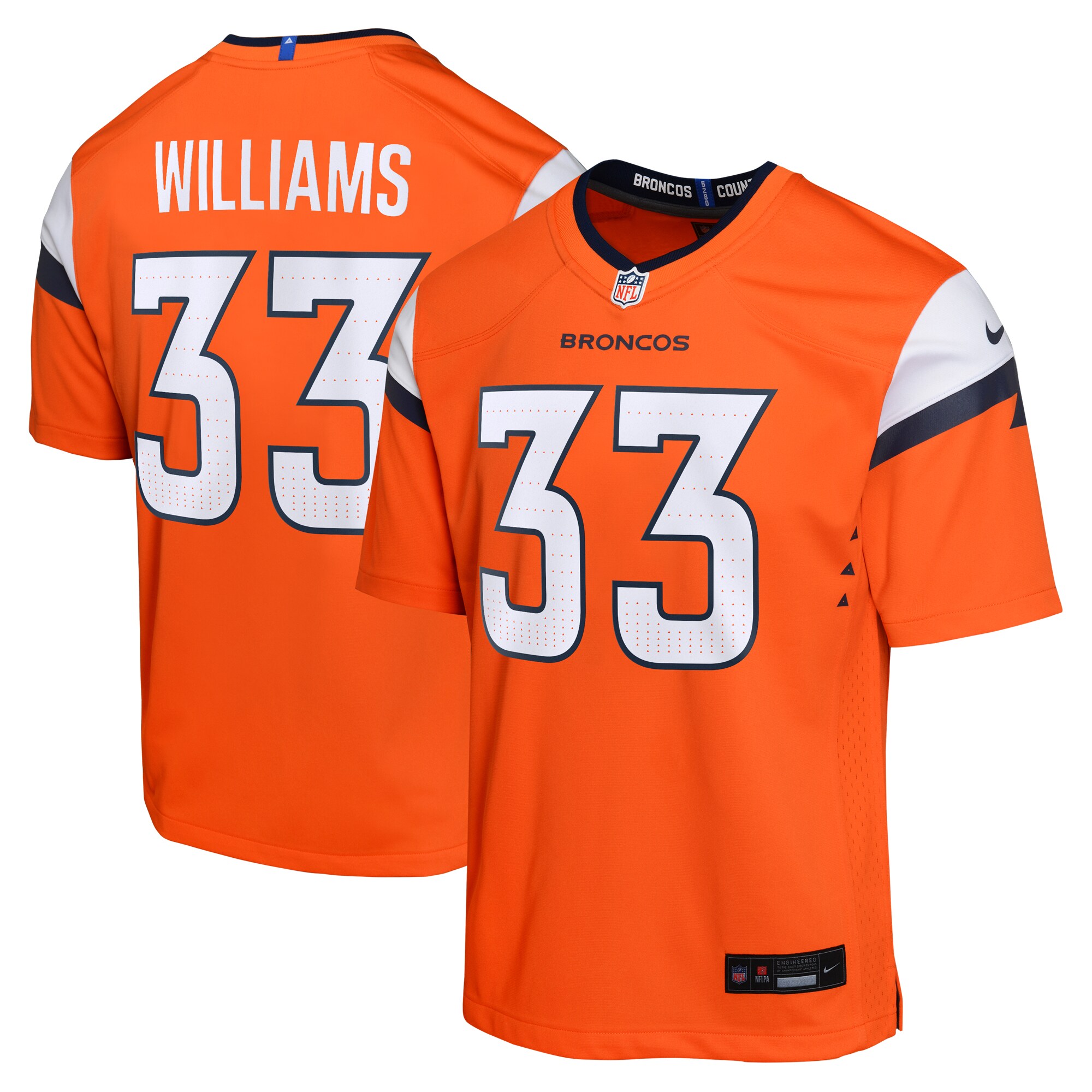 Javonte Williams Denver Broncos  Youth Game Jersey - Orange