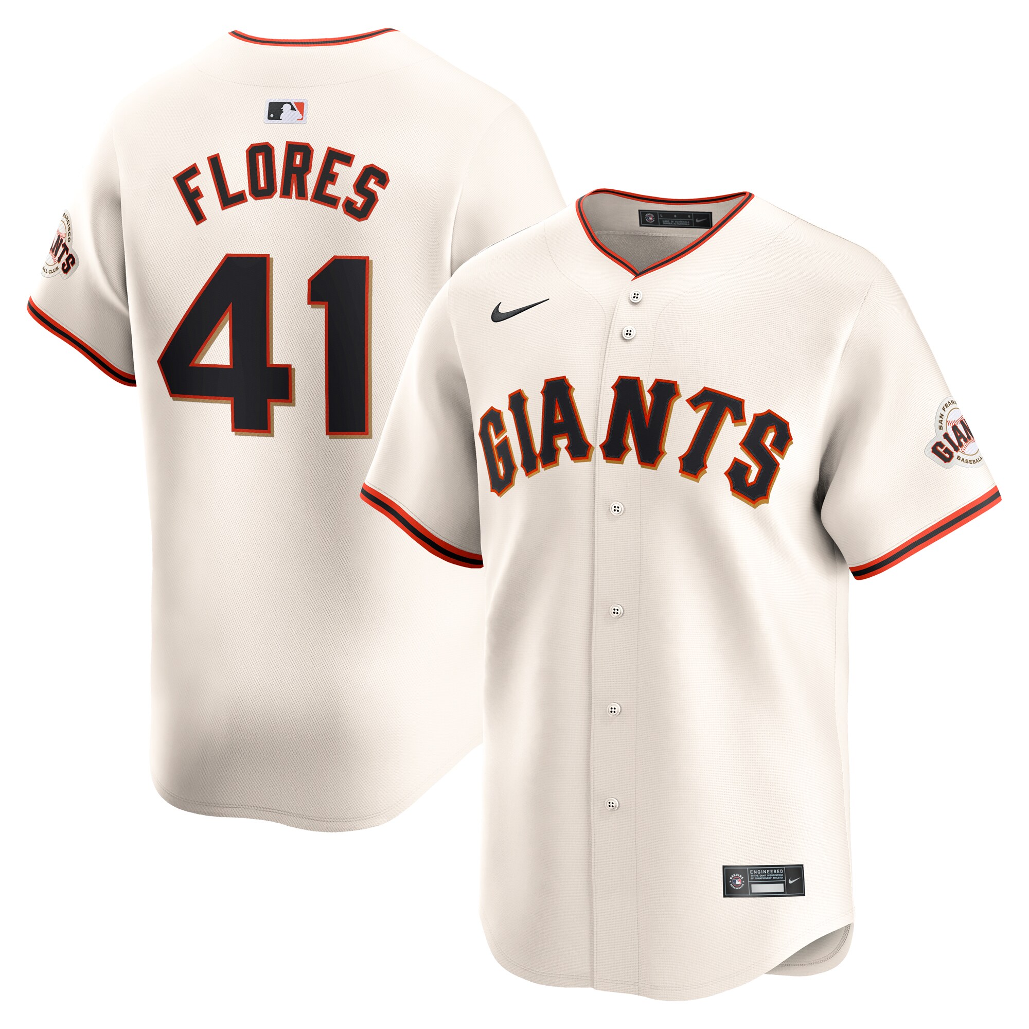 Wilmer Flores San Francisco Giants  Home Limited Player Jersey - Cream