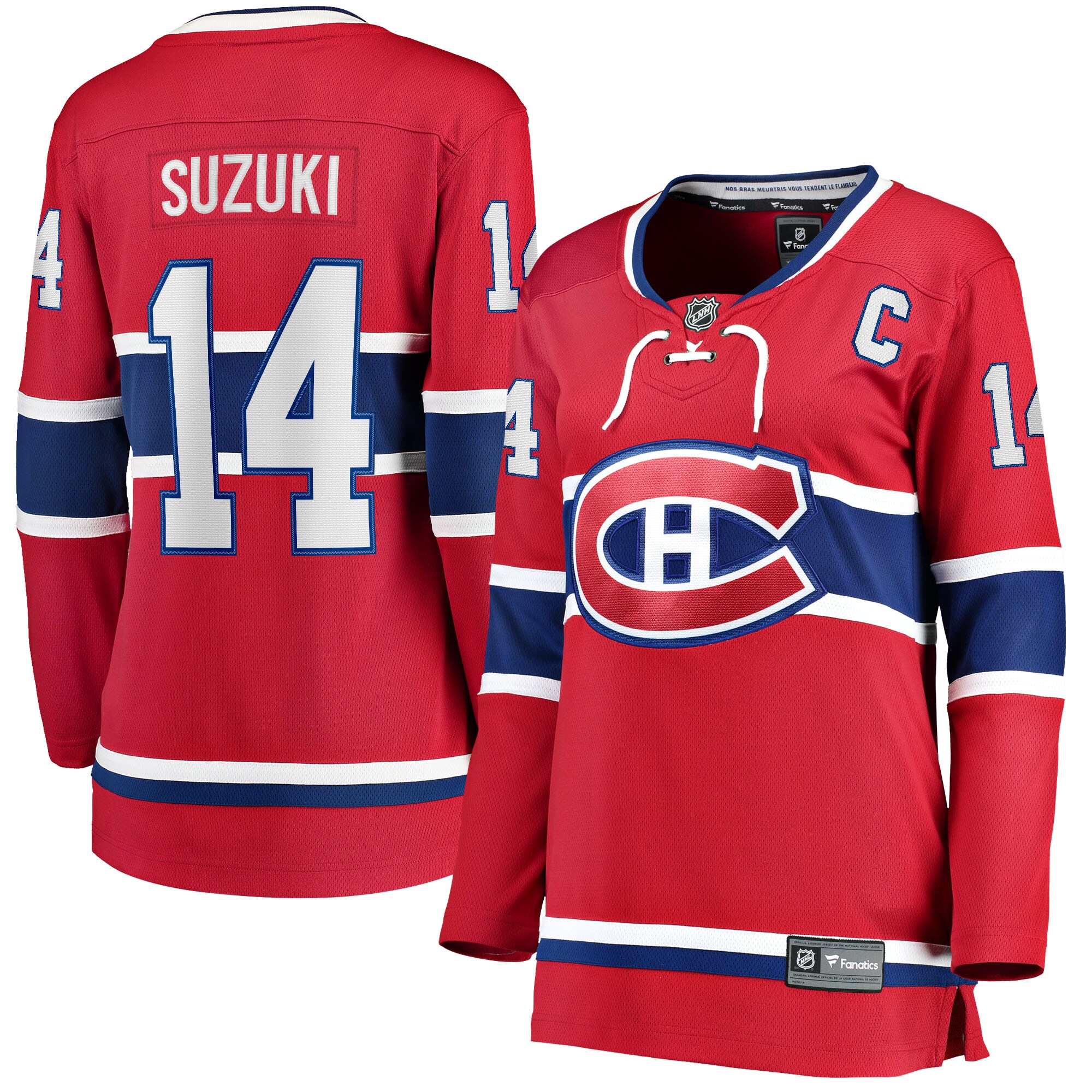 Nick Suzuki Montreal Canadiens Fanatics Women's Home Captain Patch Breakaway Player Jersey - Red