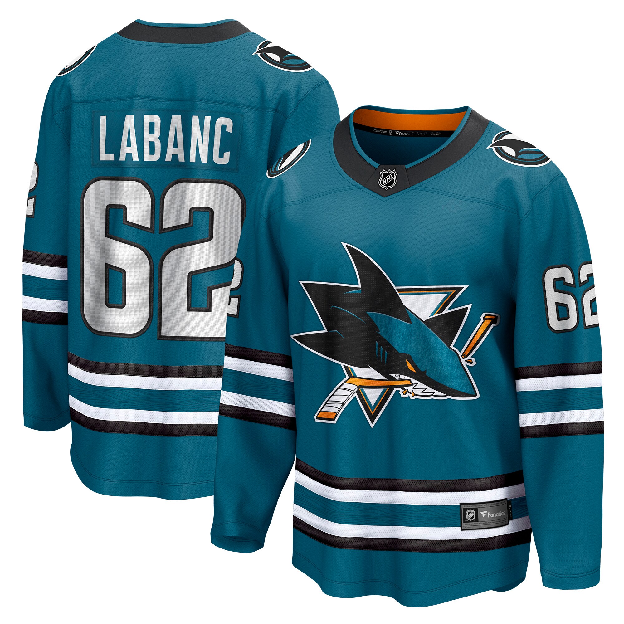 Kevin Labanc San Jose Sharks Fanatics Home Breakaway Player Jersey - Teal