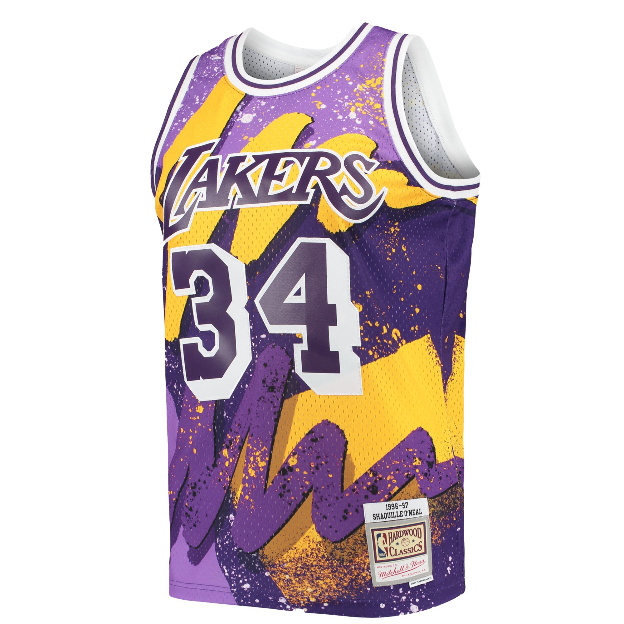 Shaquille O'Neal Los Angeles Lakers Mitchell & Ness Hardwood Classics 1996\/97 Hyper Hoops Swingman Jersey - Purple