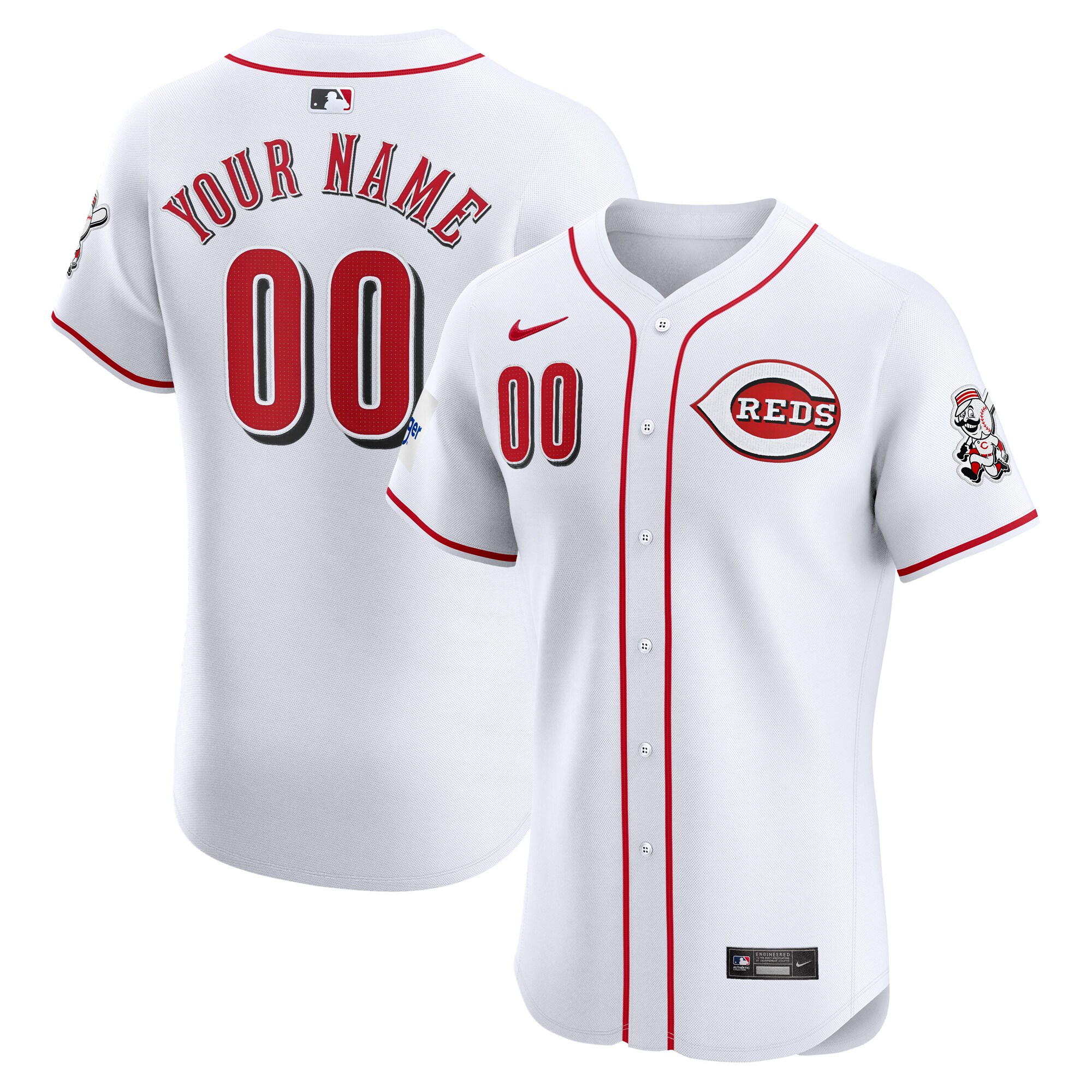 Cincinnati Reds  Home Elite Custom Patch Jersey - White