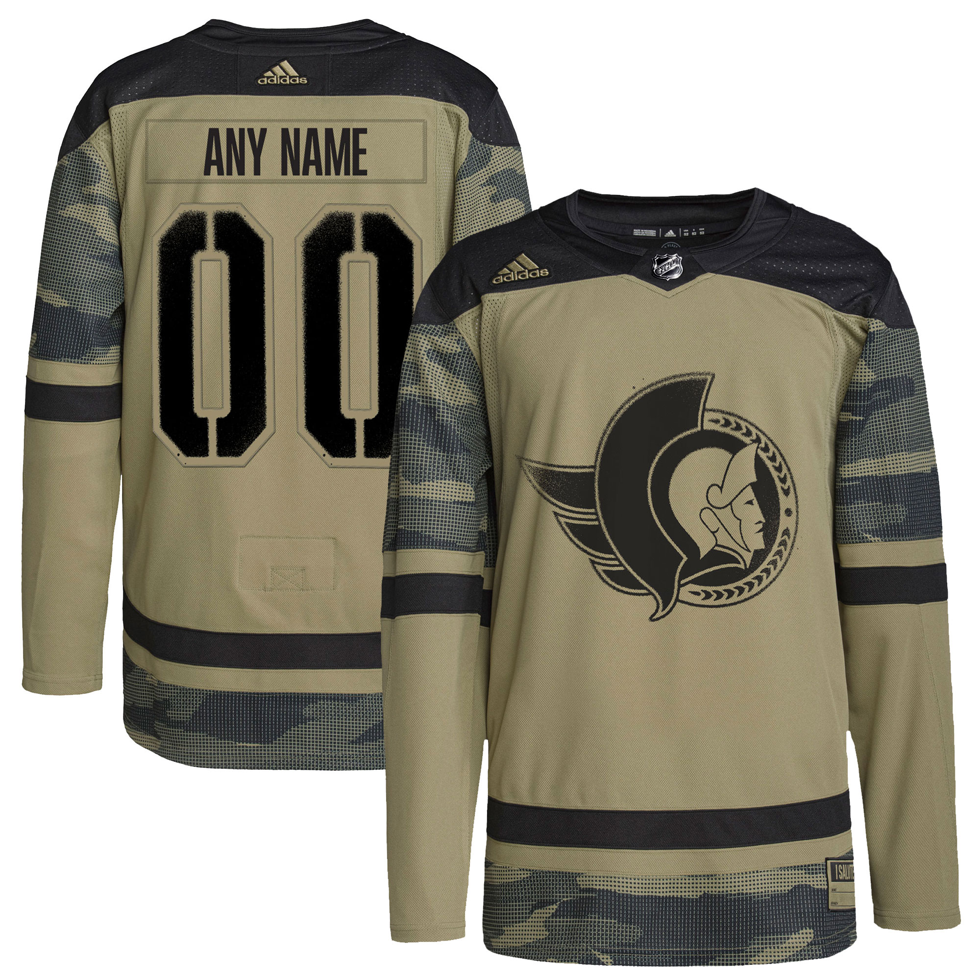 Ottawa Senators adidas Logo Military Appreciation Team Authentic Custom Practice Jersey - Camo