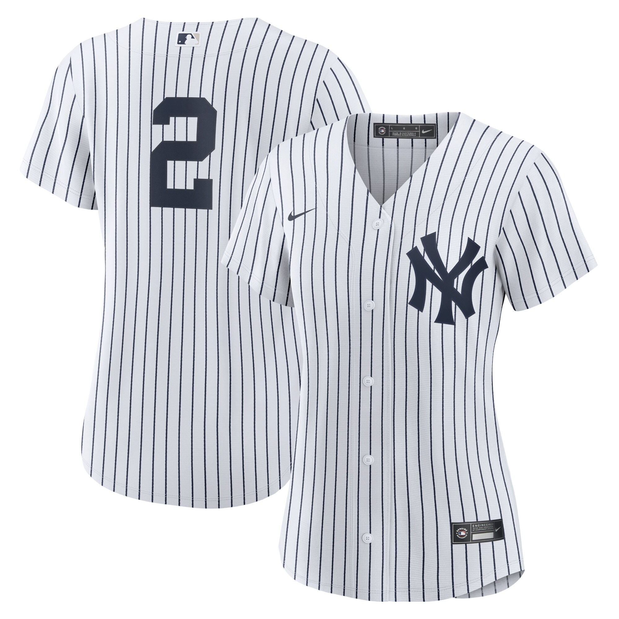 Derek Jeter New York Yankees  Women's Home Replica Player Jersey - White\/Navy