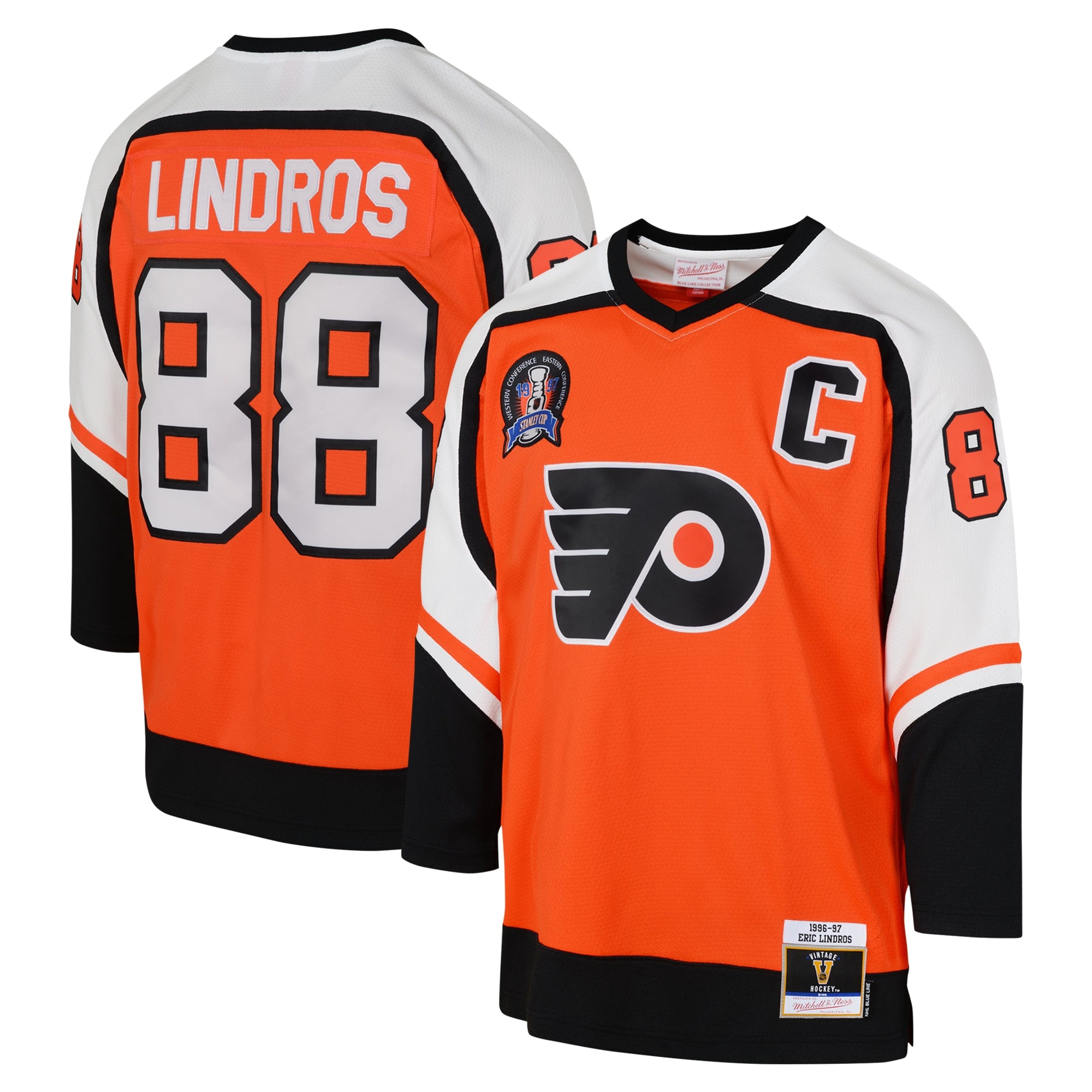 Eric Lindros Philadelphia Flyers Mitchell & Ness Youth 1996-97 Blue Line Player Jersey - Orange