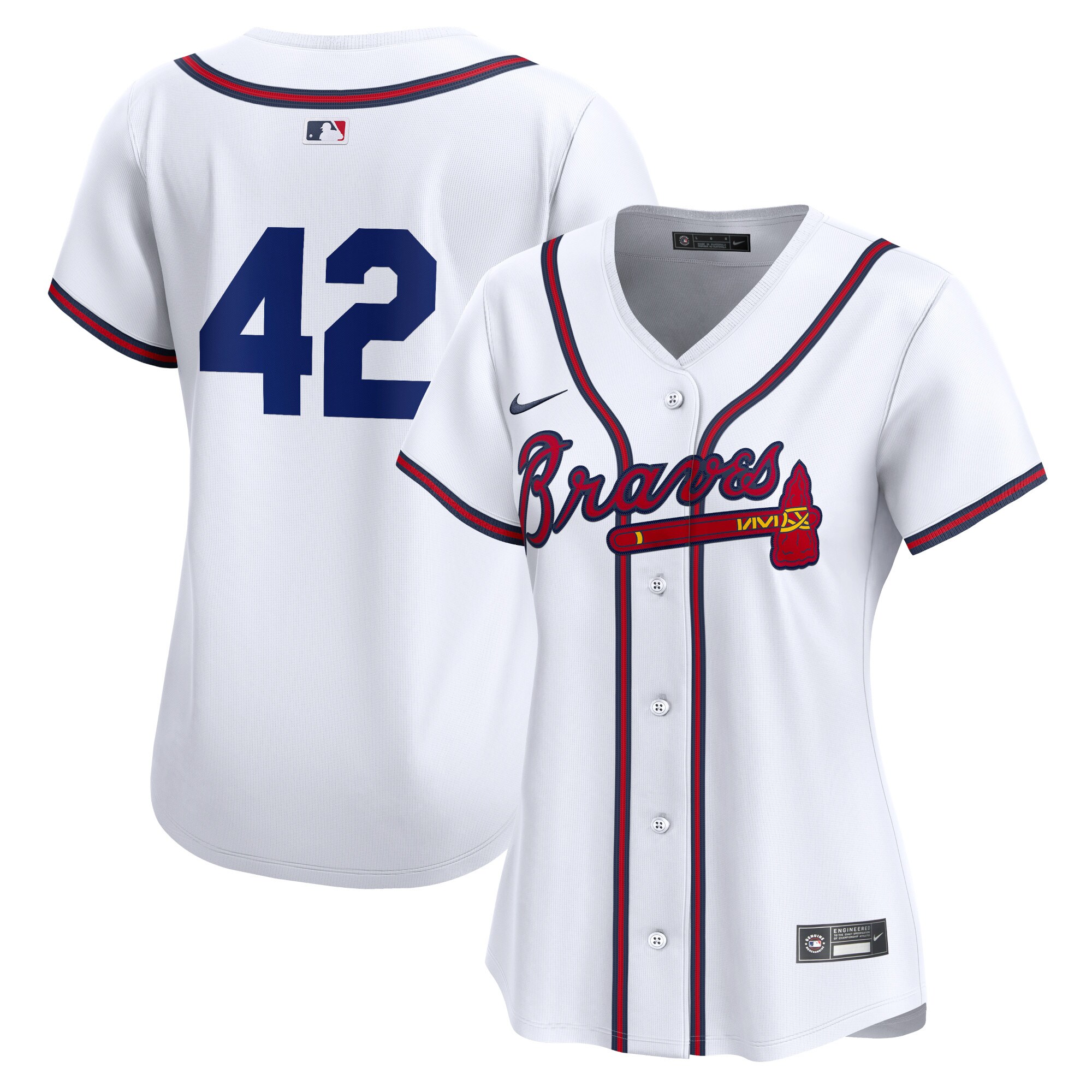 Atlanta Braves  Women's 2024 Jackie Robinson Day Home Limited Jersey\u00c2\u00a0\u00e2\u20ac\u201c White
