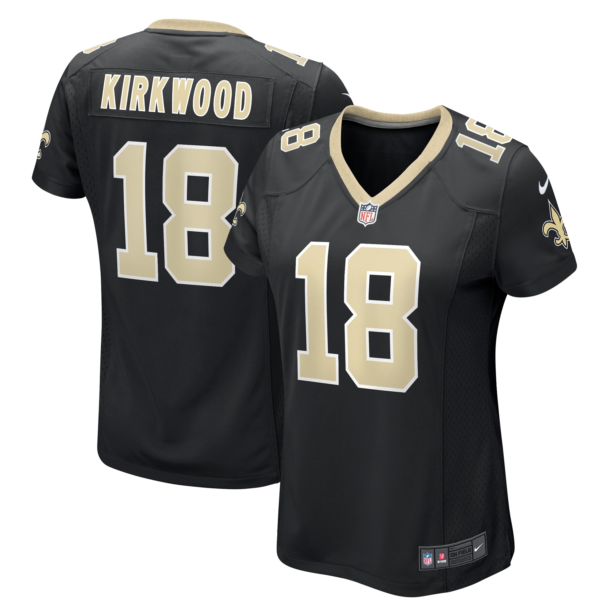 Keith Kirkwood New Orleans Saints  Women's Team Game Jersey -  Black
