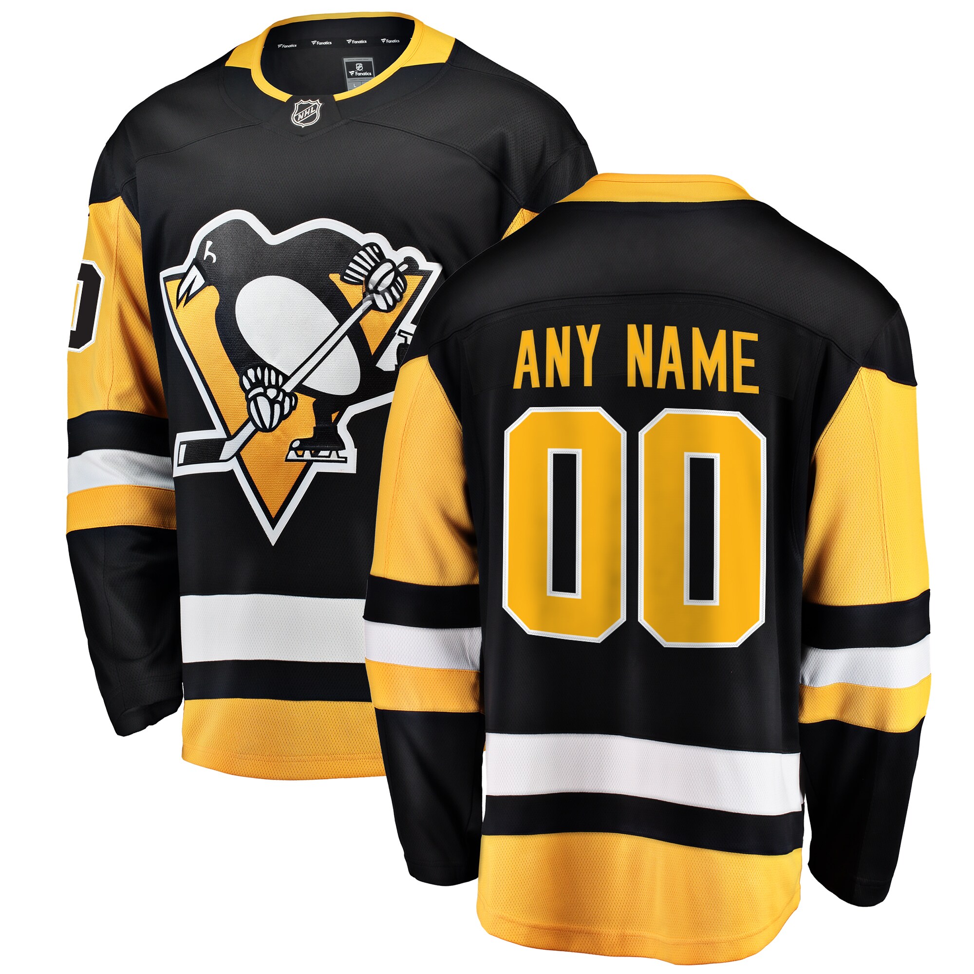 Pittsburgh Penguins Fanatics Home Breakaway Custom Jersey - Black