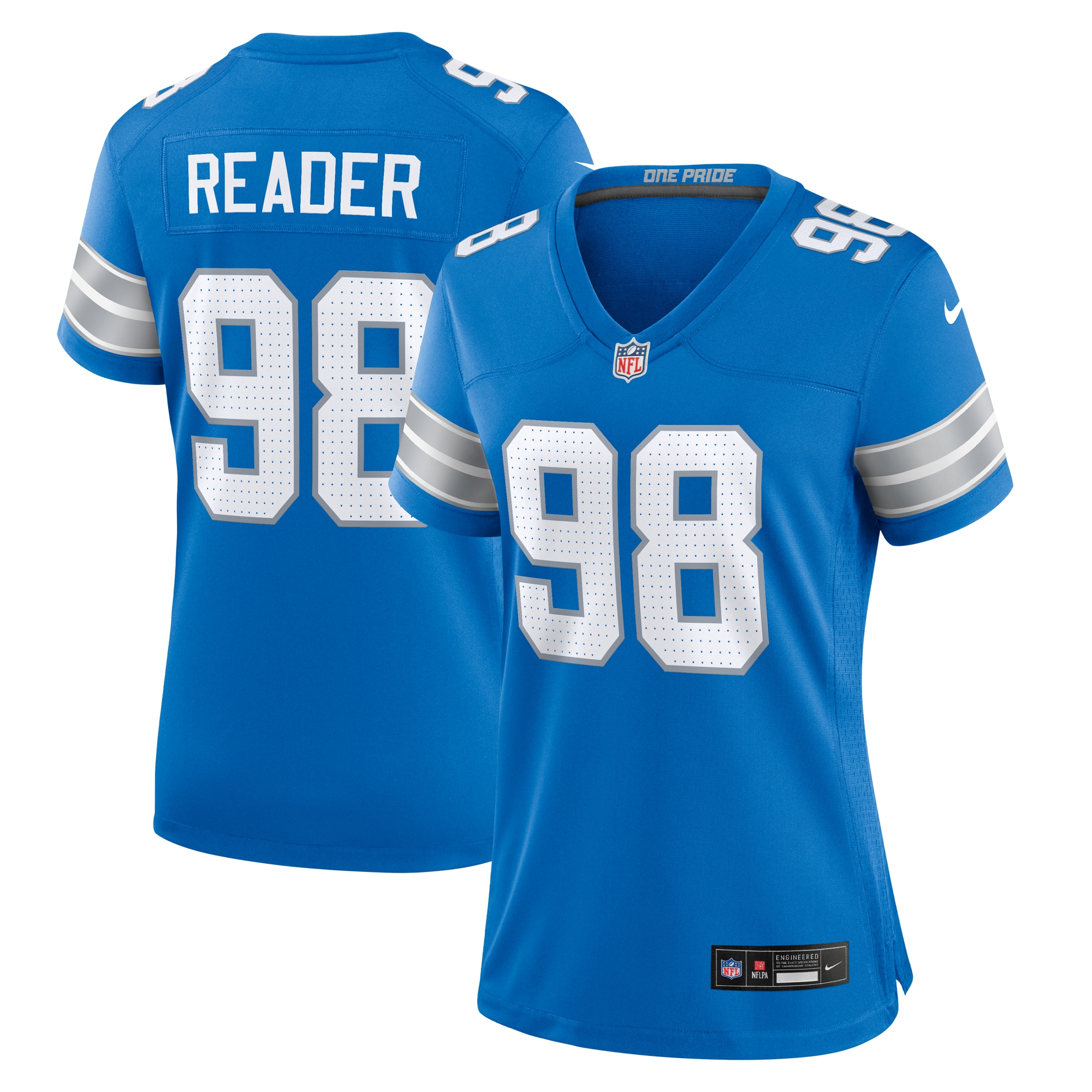 D.J. Reader Detroit Lions  Women's Team Game Jersey -  Blue