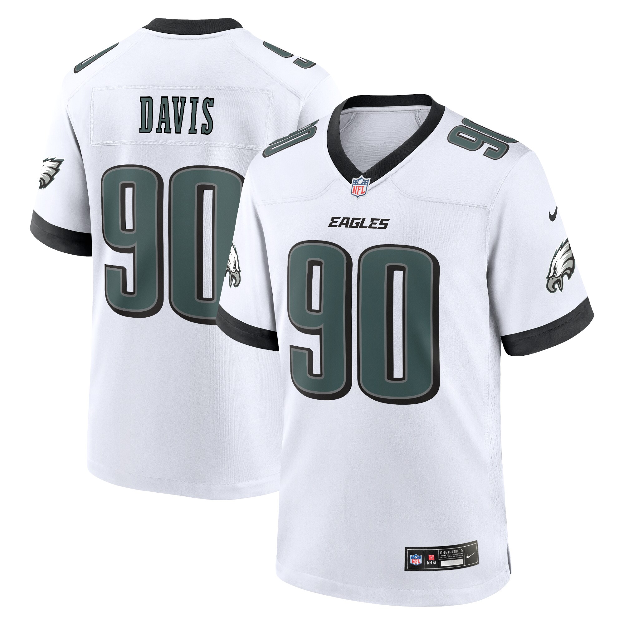 Jordan Davis Philadelphia Eagles  White Game Jersey - White