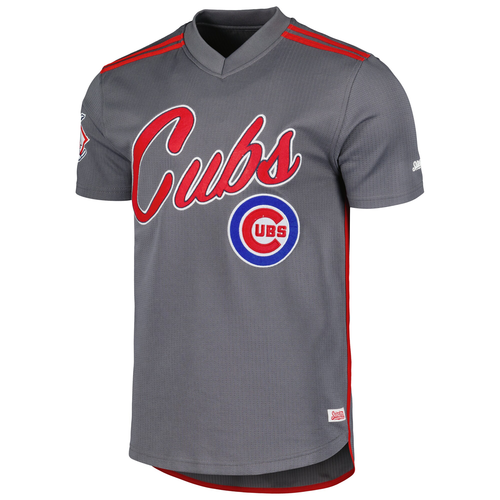 Chicago Cubs Stitches  Team V-Neck Jersey - Charcoal