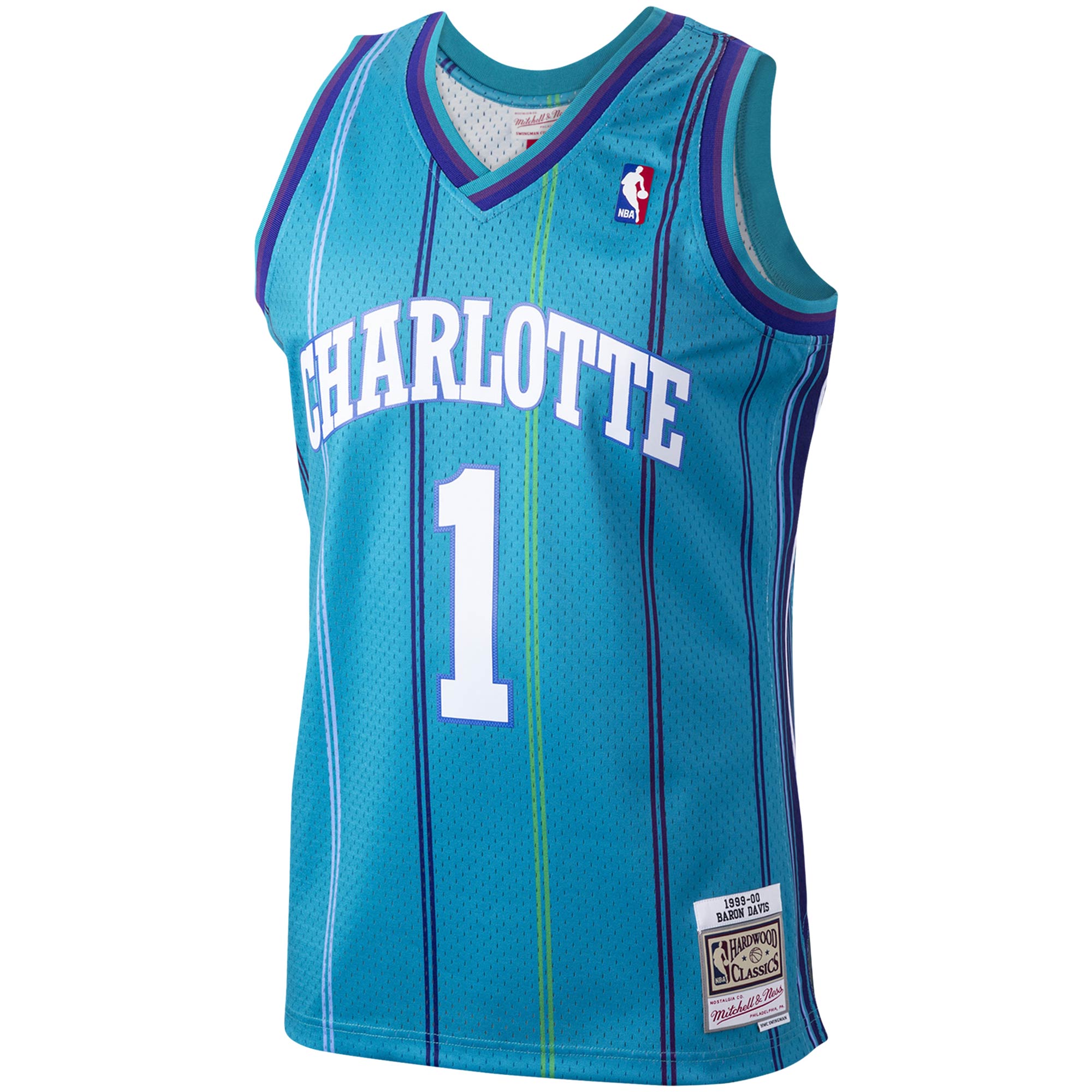 Baron Davis Charlotte Hornets Mitchell & Ness 1999\/00 Hardwood Classics Swingman Jersey - Teal