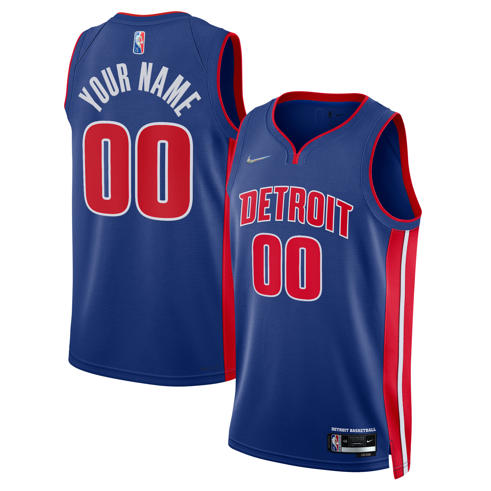 Detroit Pistons  2021\/22 Diamond Swingman Custom Jersey - Icon Edition - Blue