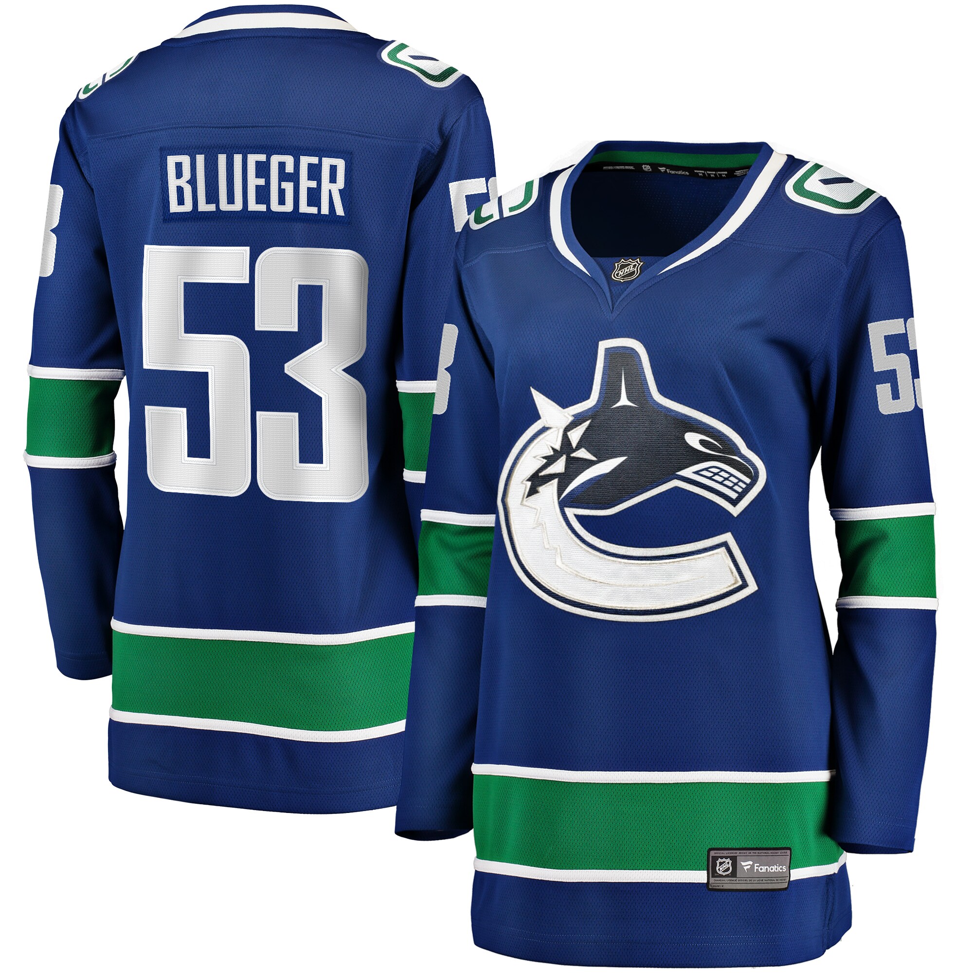Teddy Blueger Vancouver Canucks Fanatics Women's Home Breakaway Player Jersey - Blue