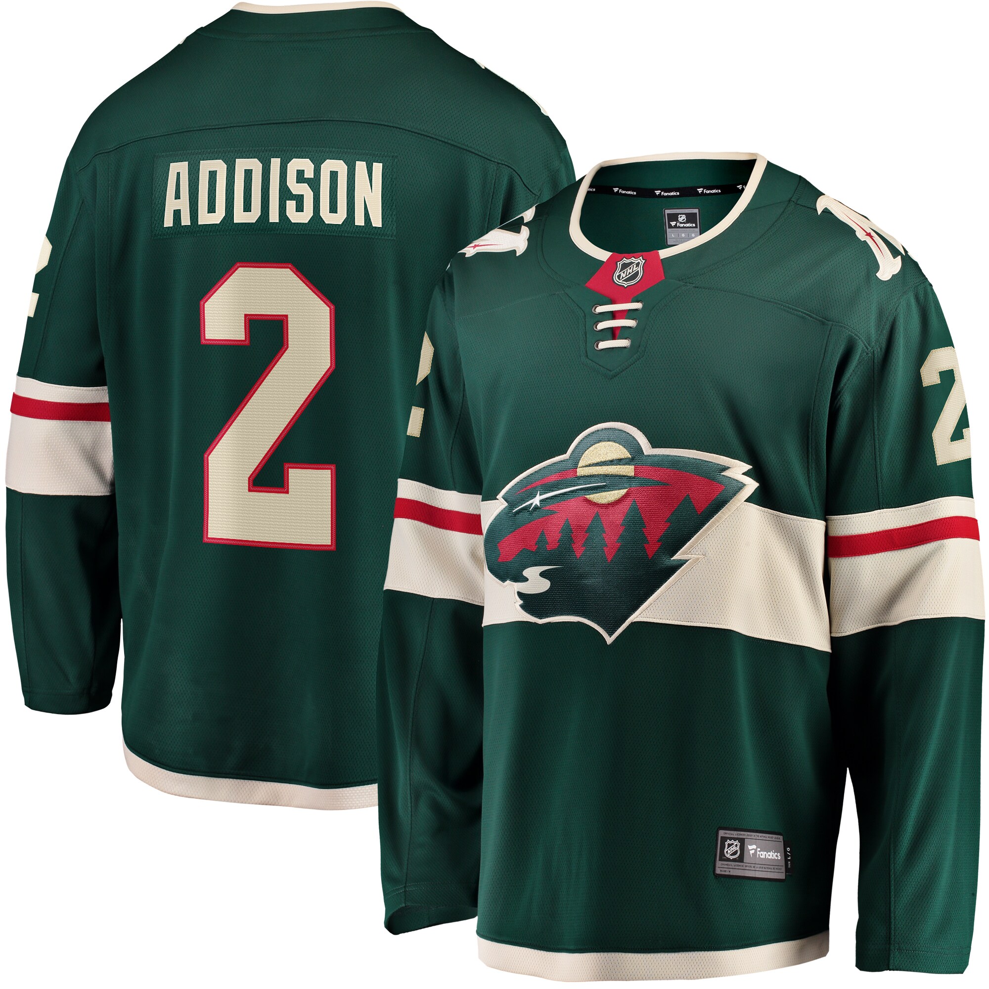 Calen Addison Minnesota Wild Fanatics Home Breakaway Player Jersey - Green