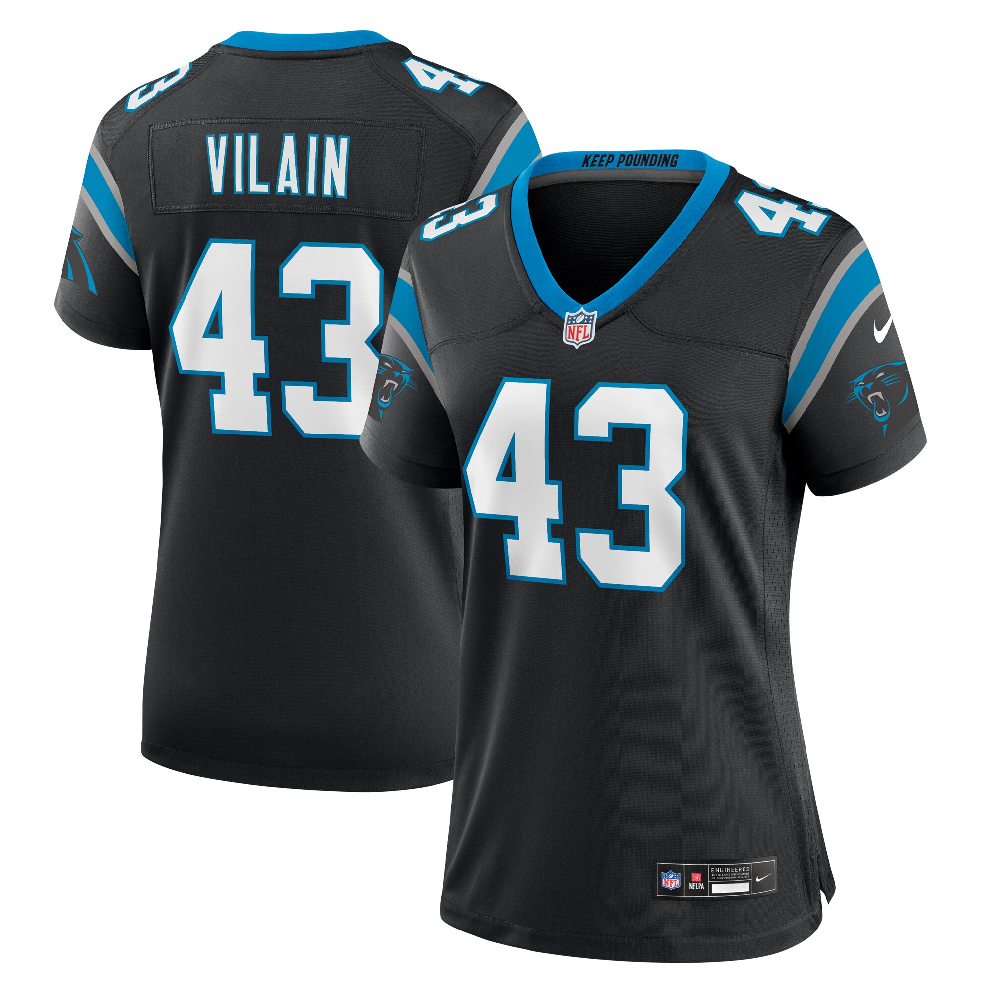Luiji Vilain Carolina Panthers  Women's  Game Jersey -  Black
