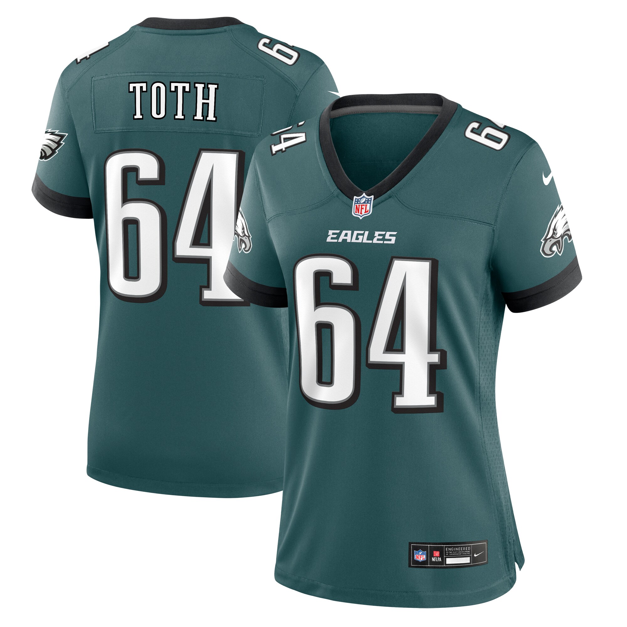 Brett Toth Philadelphia Eagles  Women's  Game Jersey - Midnight Green