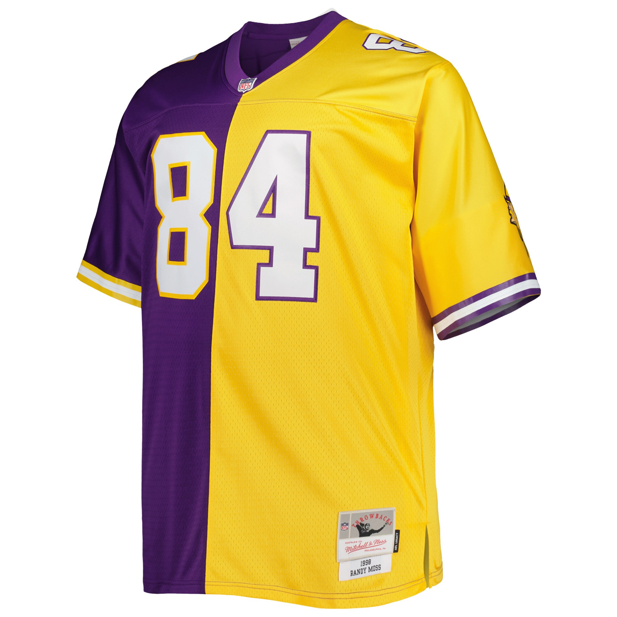 Randy Moss Minnesota Vikings Mitchell & Ness Big & Tall Split Legacy Retired Player Replica Jersey - Purple\/Gold