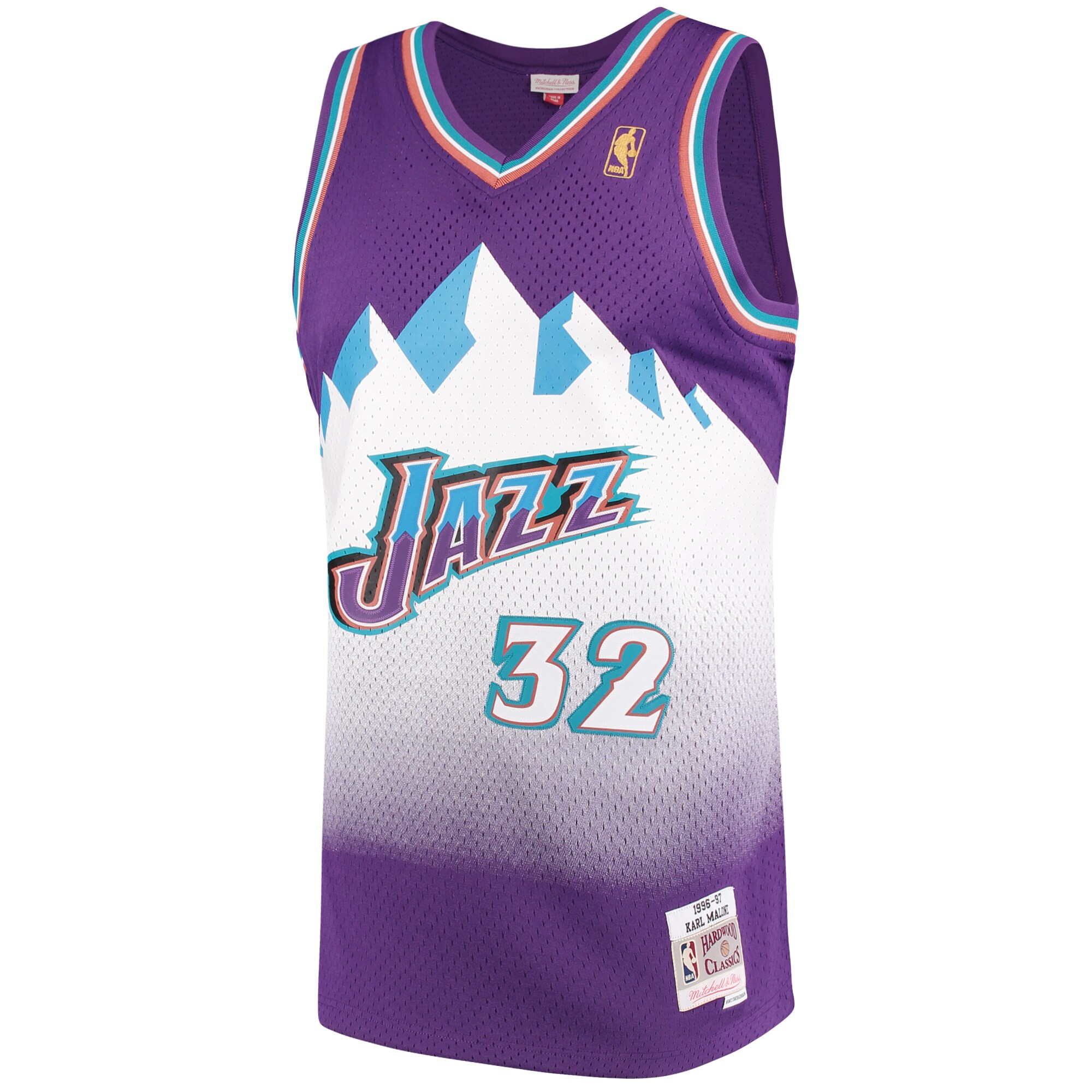 Karl Malone Utah Jazz Mitchell & Ness 1996\/97 Hardwood Classics Swingman Jersey - Purple