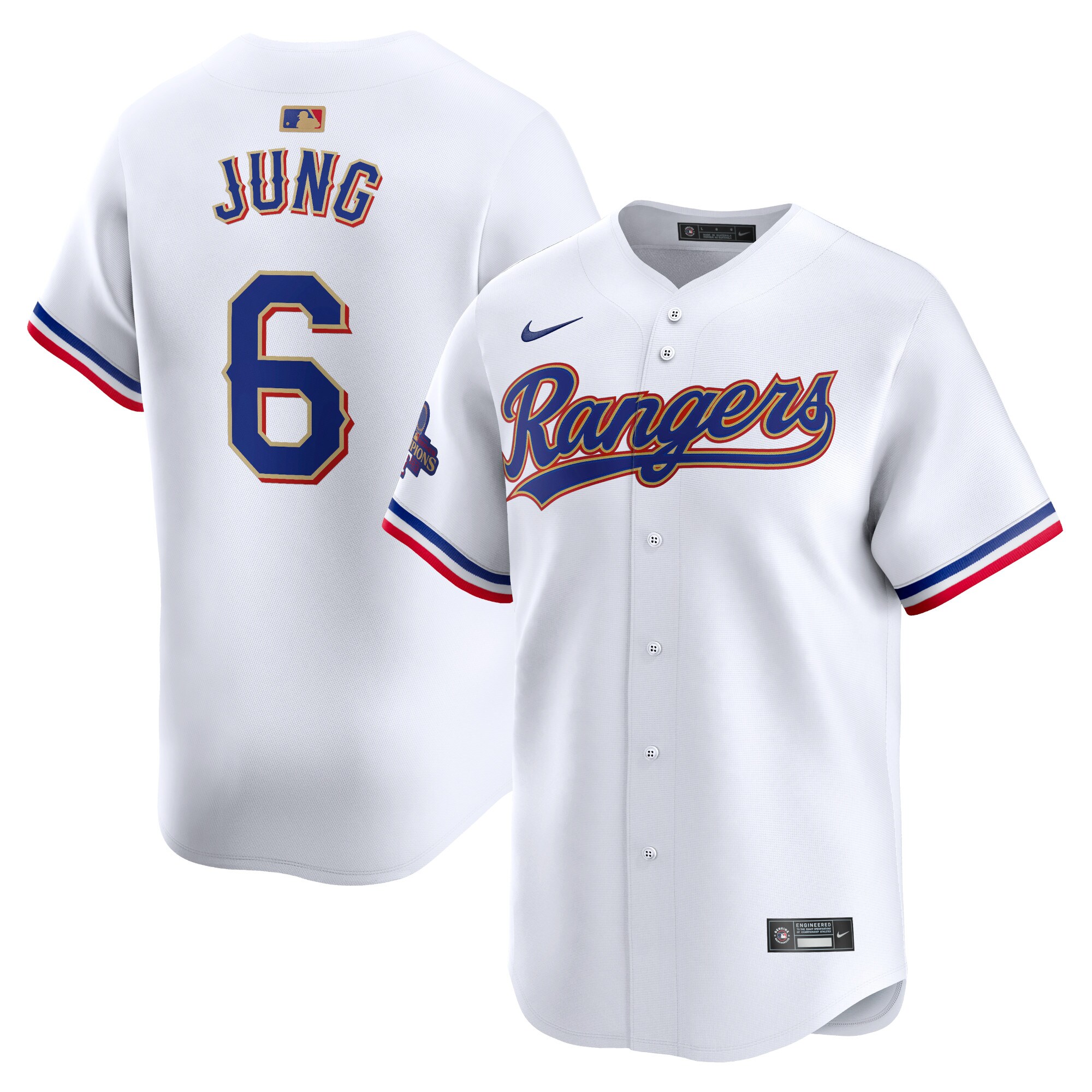 Josh Jung Texas Rangers  2024 Gold Collection Limited Player Jersey\u00c2\u00a0\u00e2\u20ac\u201c White