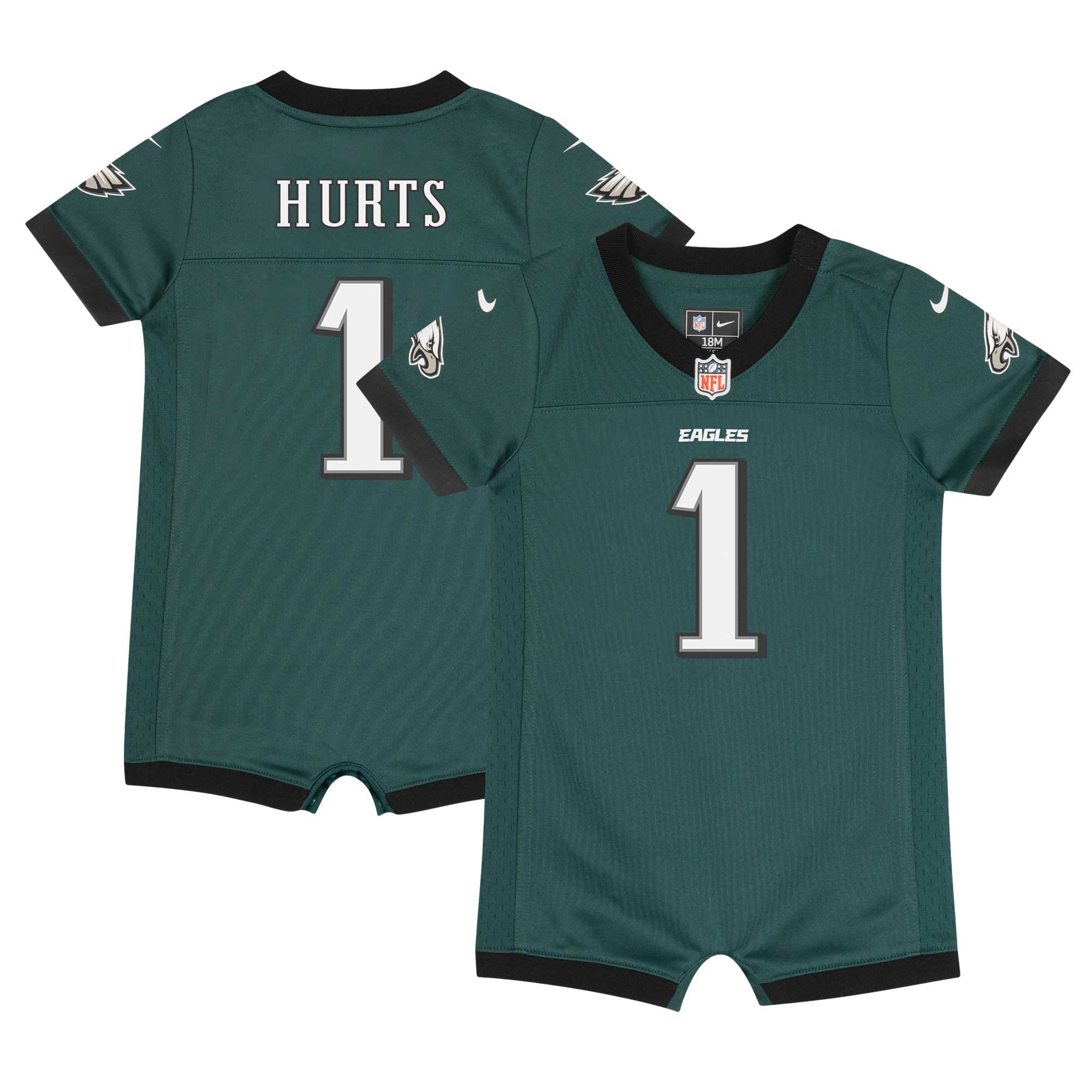 Jalen Hurts Philadelphia Eagles  Newborn & Infant Game Romper Jersey - Midnight Green