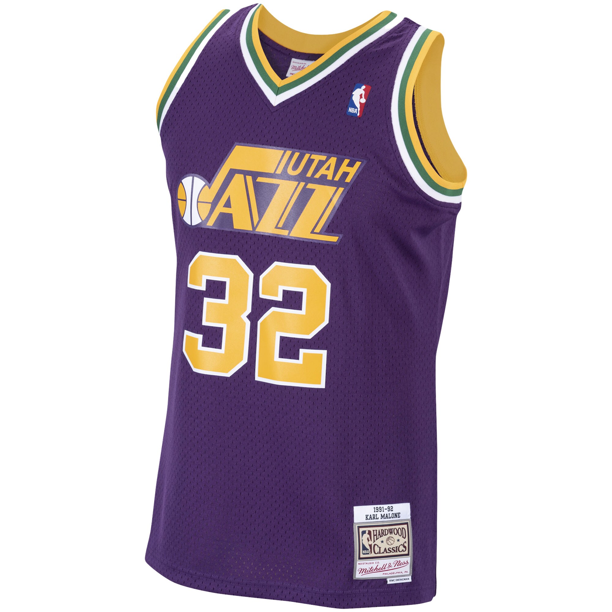Karl Malone Utah Jazz Mitchell & Ness 1991\/92 Hardwood Classics Swingman Jersey - Purple