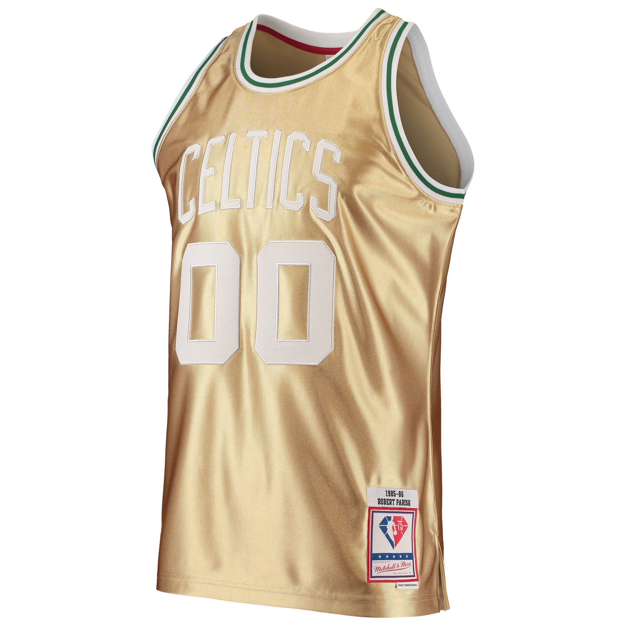 Robert Parish Boston Celtics Mitchell & Ness 75th Anniversary 1985\/86 Hardwood Classics Swingman Jersey - Gold