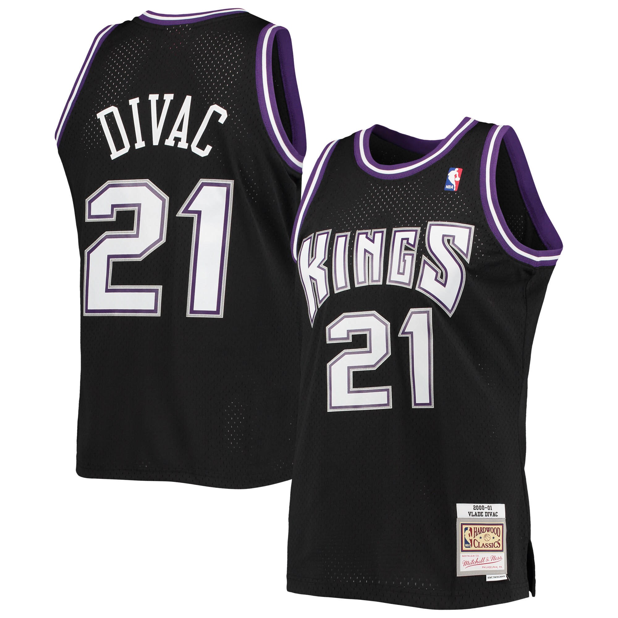 Vlade Divac Sacramento Kings Mitchell & Ness 2000\/01 Hardwood Classics Swingman Jersey - Black