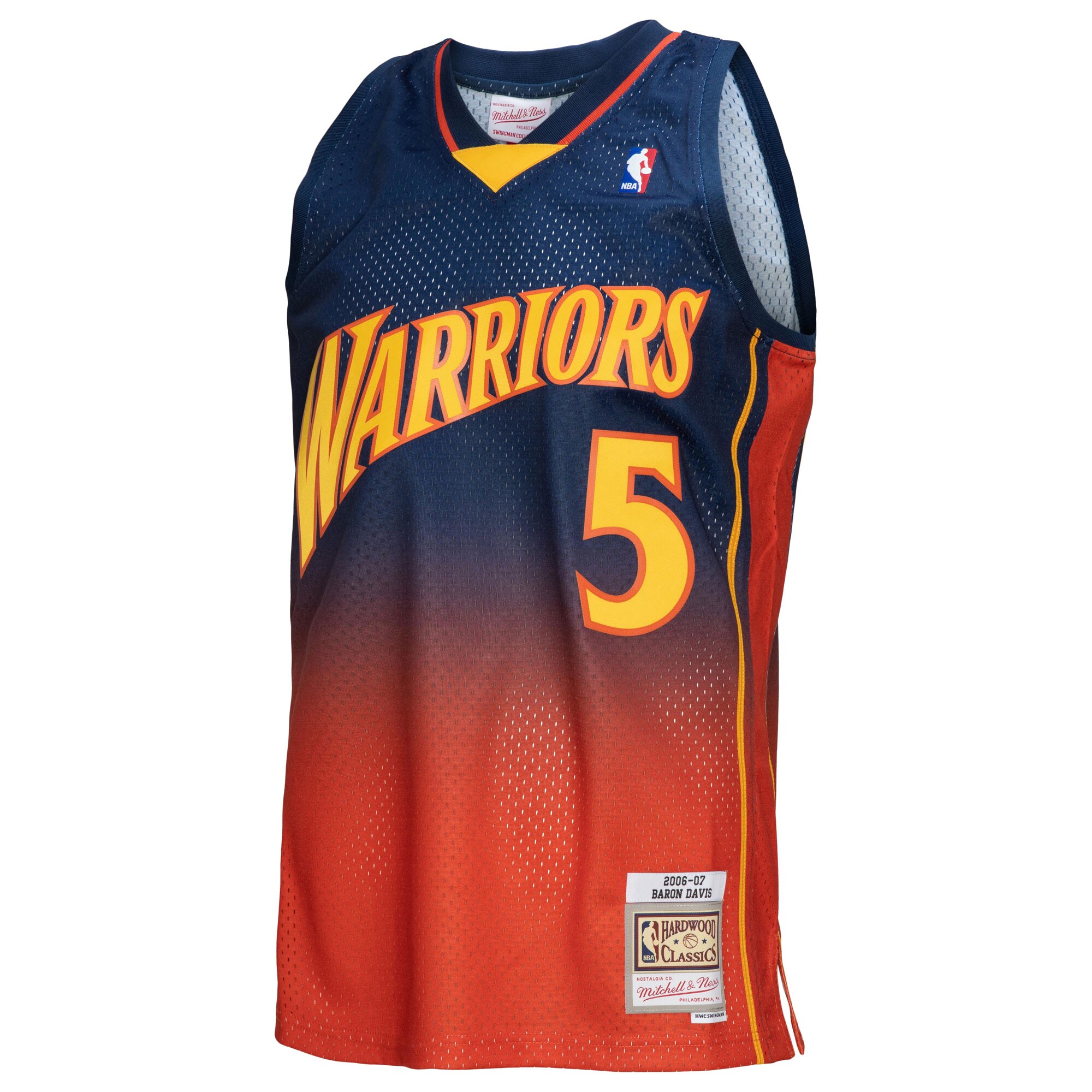 Baron Davis Golden State Warriors Mitchell & Ness 2006\/07 Hardwood Classics Fadeaway Swingman Player Jersey - Navy\/Orange