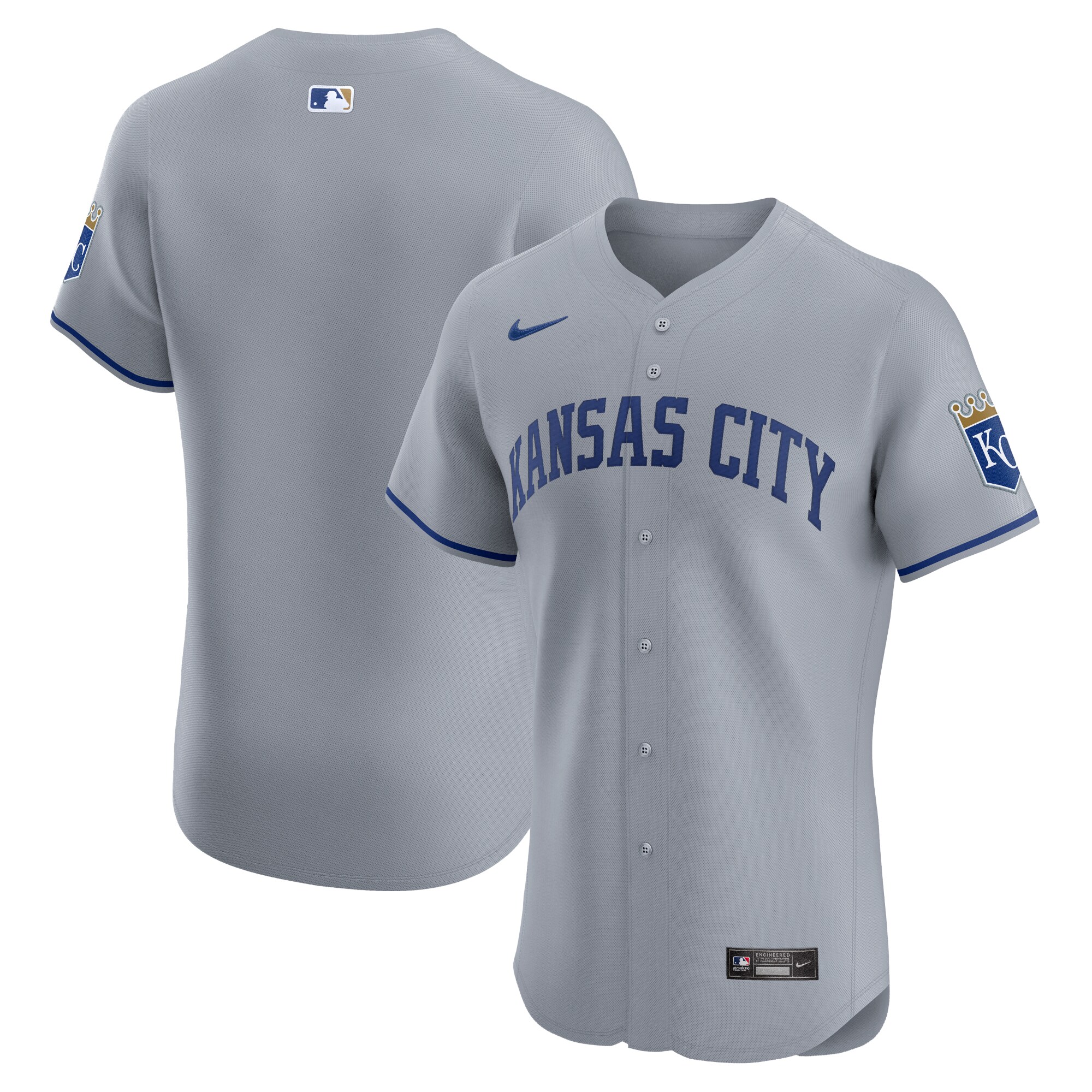 Kansas City Royals  Road Vapor Premier Elite Patch Jersey - Gray