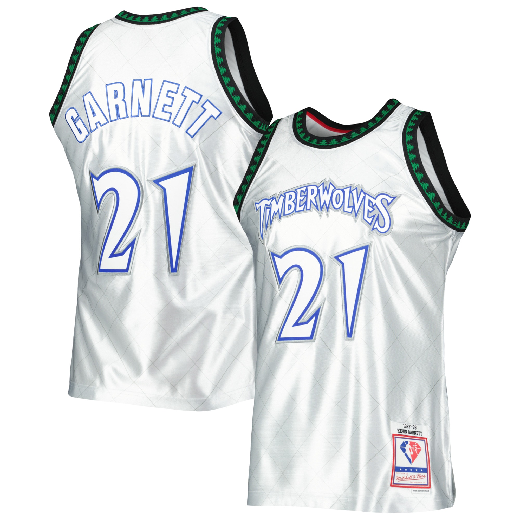Kevin Garnett Minnesota Timberwolves Mitchell & Ness 1997\/98 Hardwood Classics 75th Anniversary Swingman Jersey - Platinum