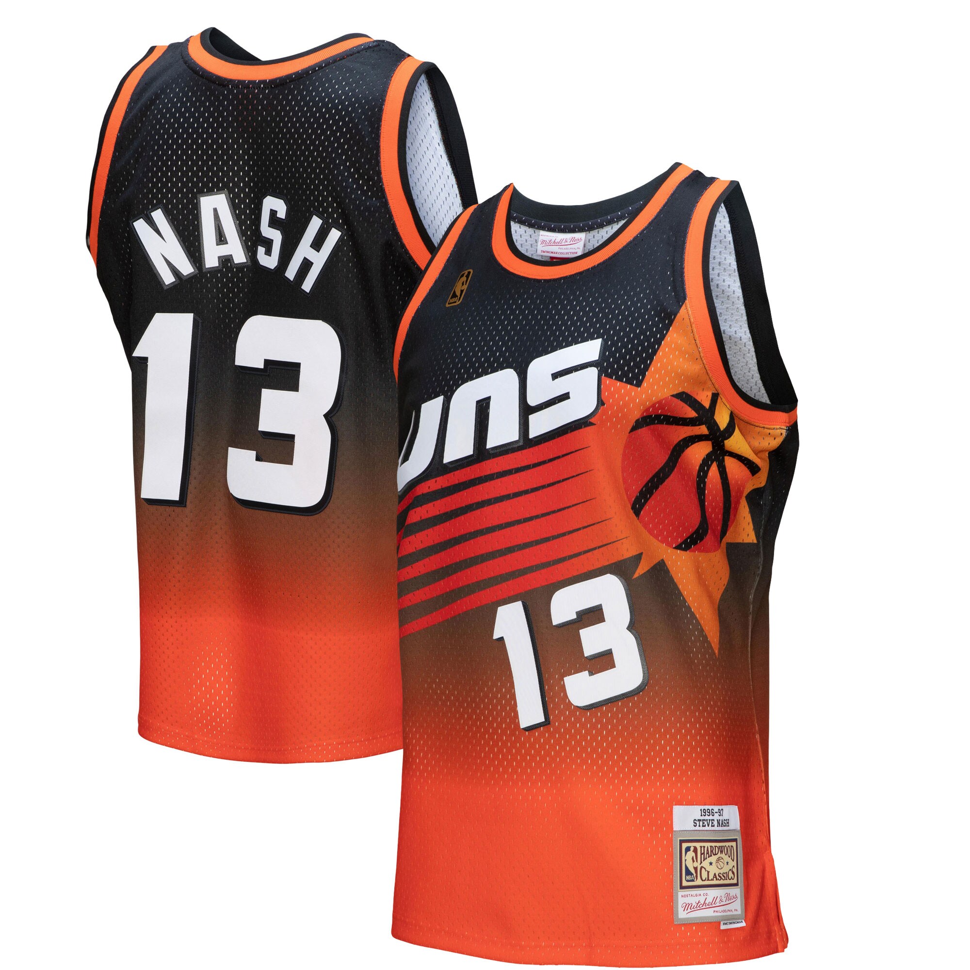 Steve Nash Phoenix Suns Mitchell & Ness 1996\/97 Hardwood Classics Fadeaway Swingman Player Jersey - Orange\/Black