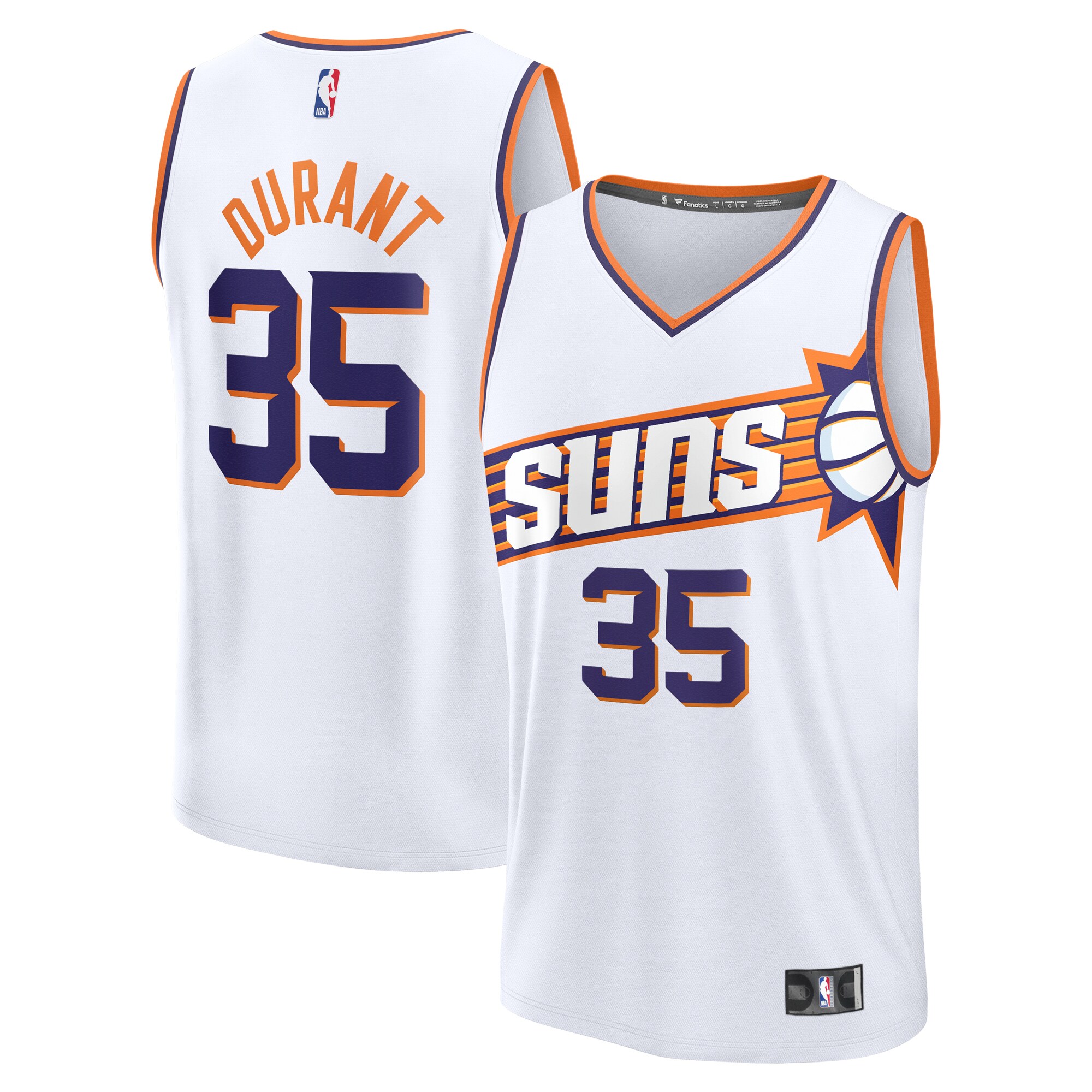 Kevin Durant Phoenix Suns Fanatics Youth Fast Break Replica Player Jersey - Association Edition - White
