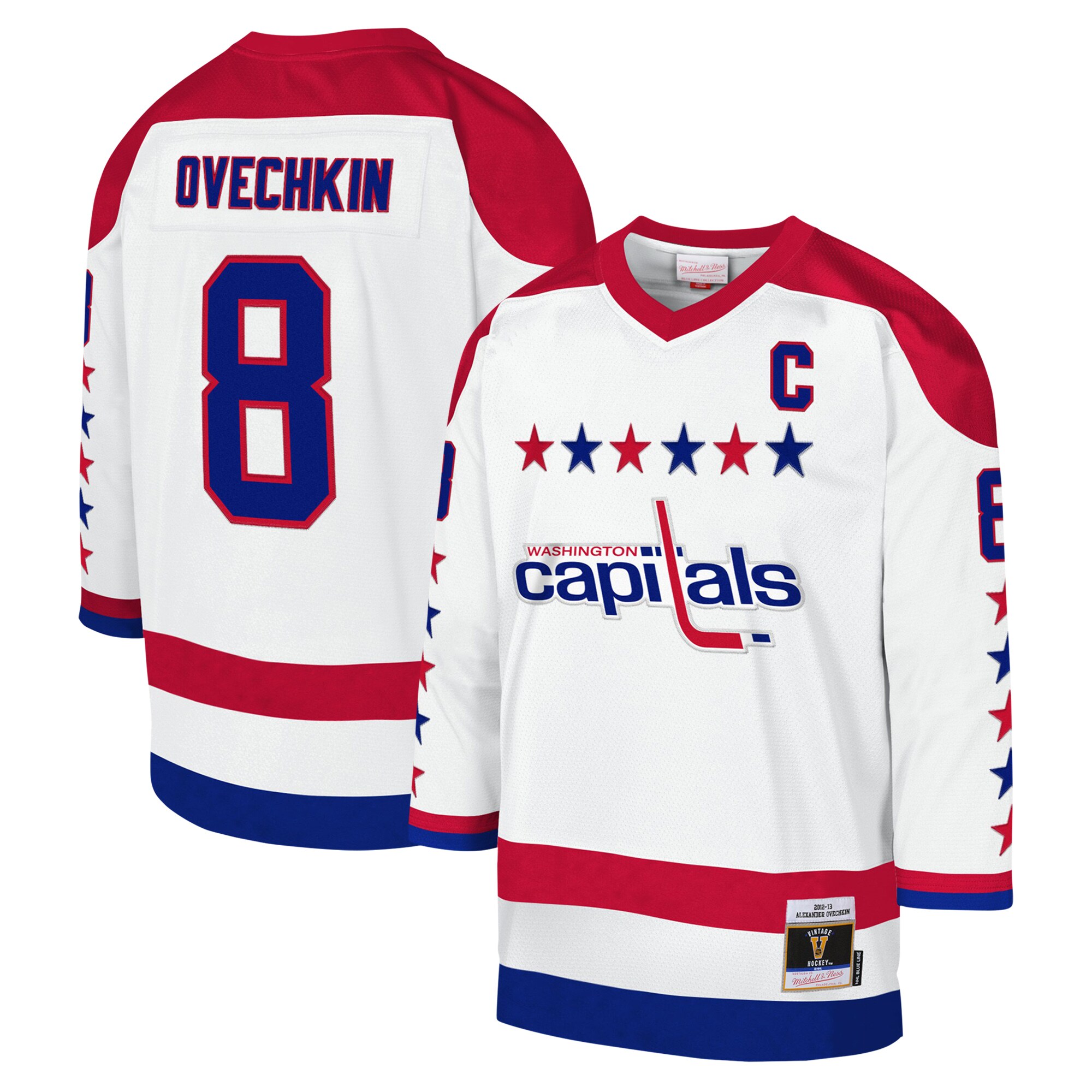 Alexander Ovechkin Washington Capitals Mitchell & Ness Youth 2012-13 Blue Line Captain Patch Player Jersey - White