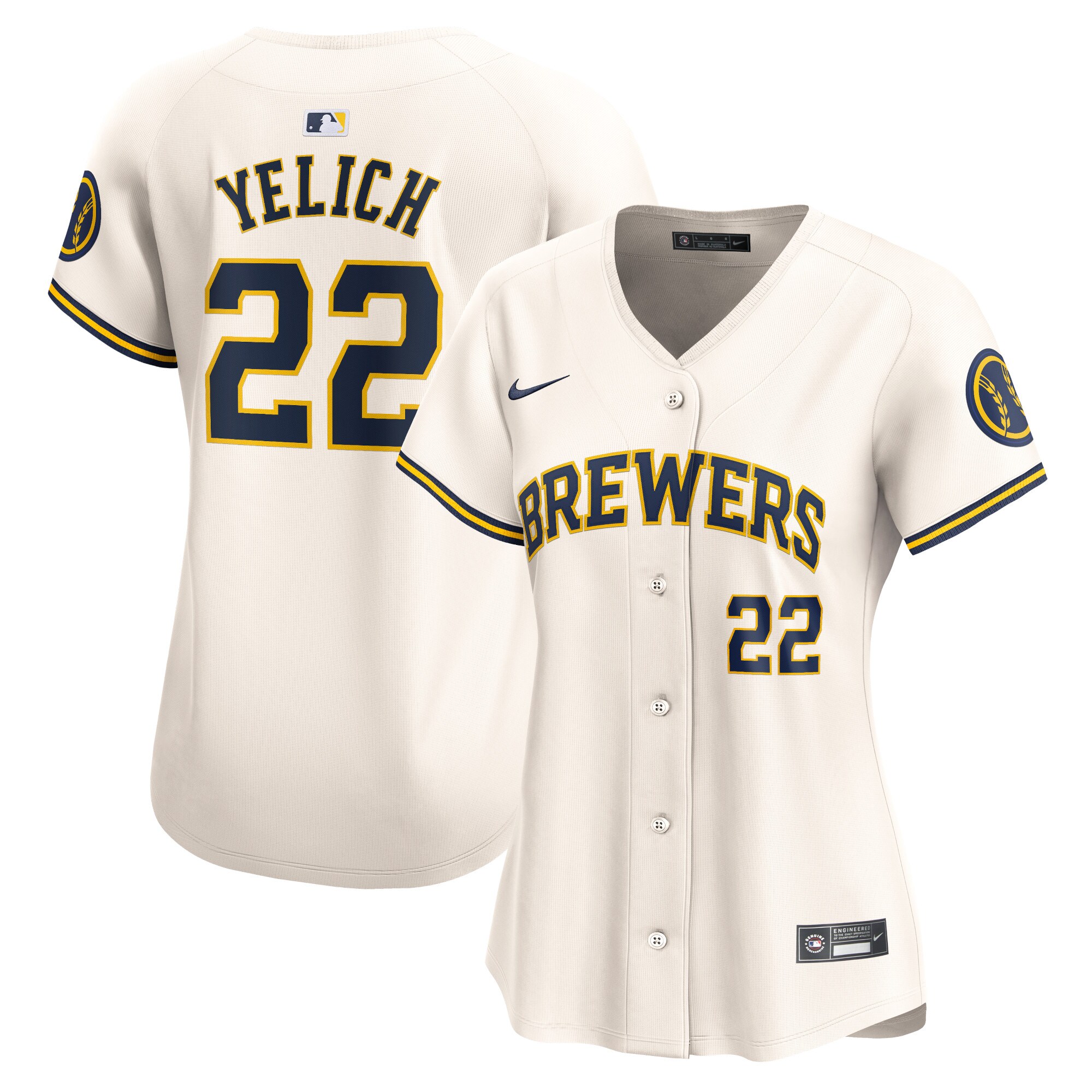 Christian Yelich Milwaukee Brewers  Women's Home Limited Player Jersey - Cream