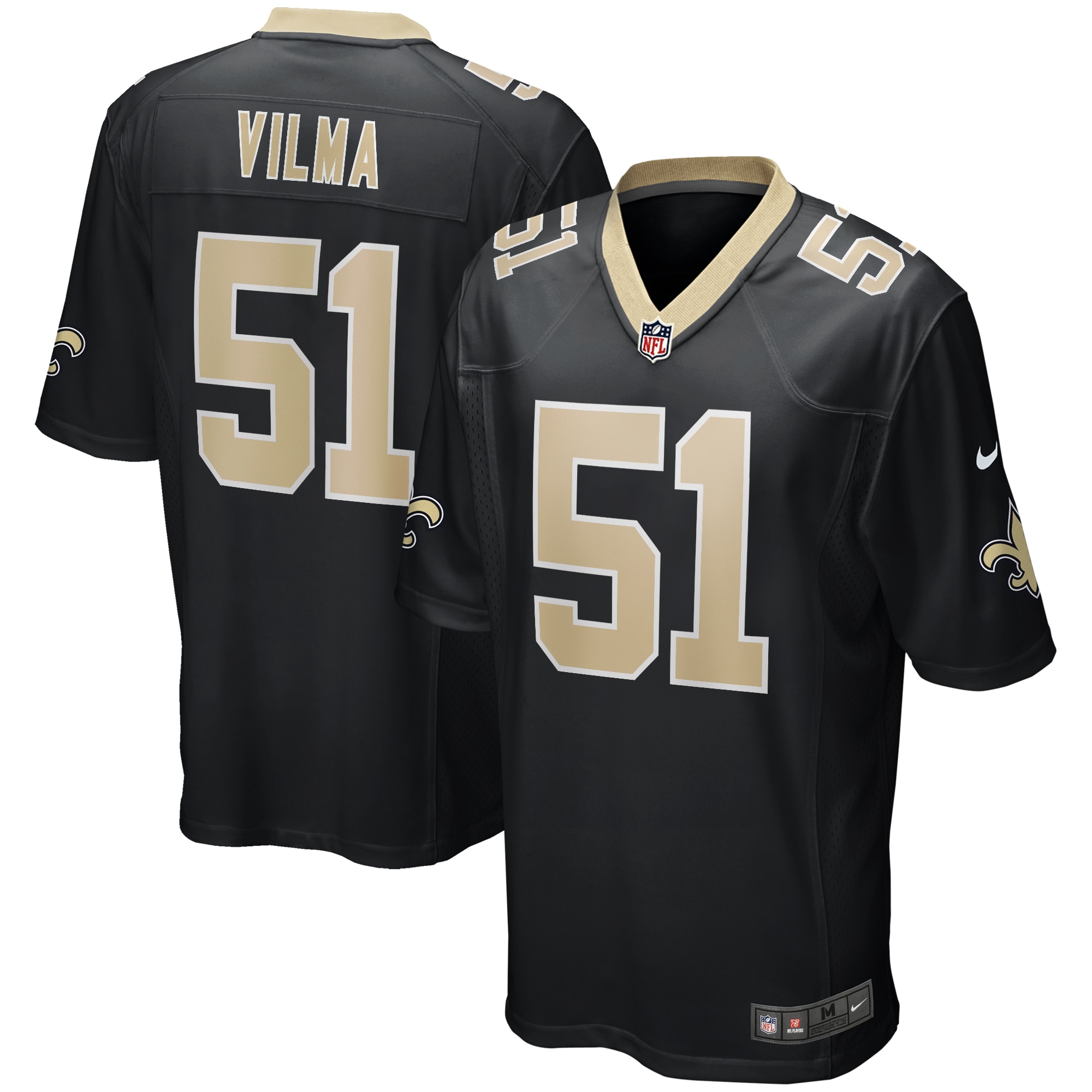 Jonathan Vilma New Orleans Saints  Game Retired Player Jersey - Black