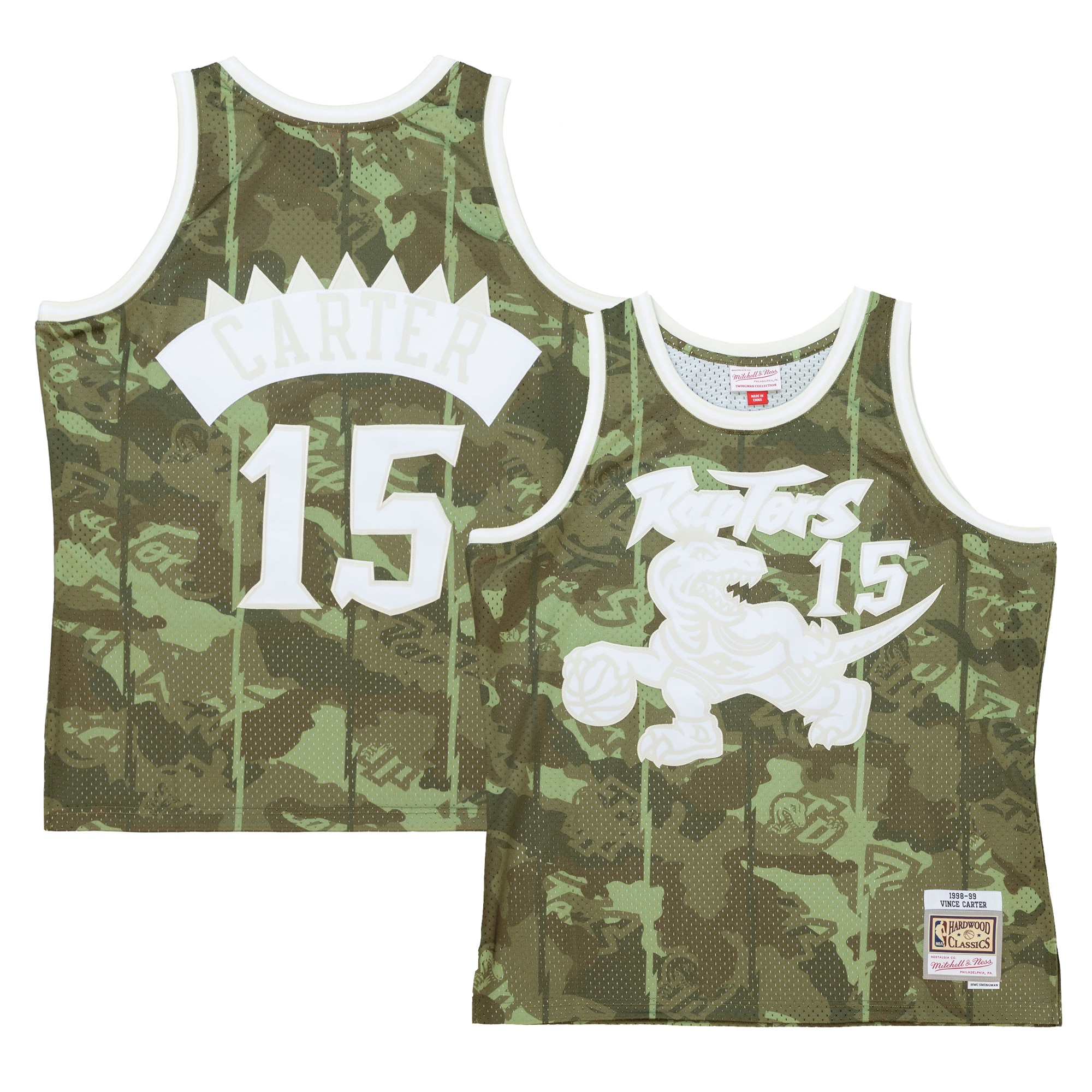 Vince Carter Toronto Raptors Mitchell & Ness Hardwood Classics 1998\/99 Ghost Green Swingman Jersey - Camo
