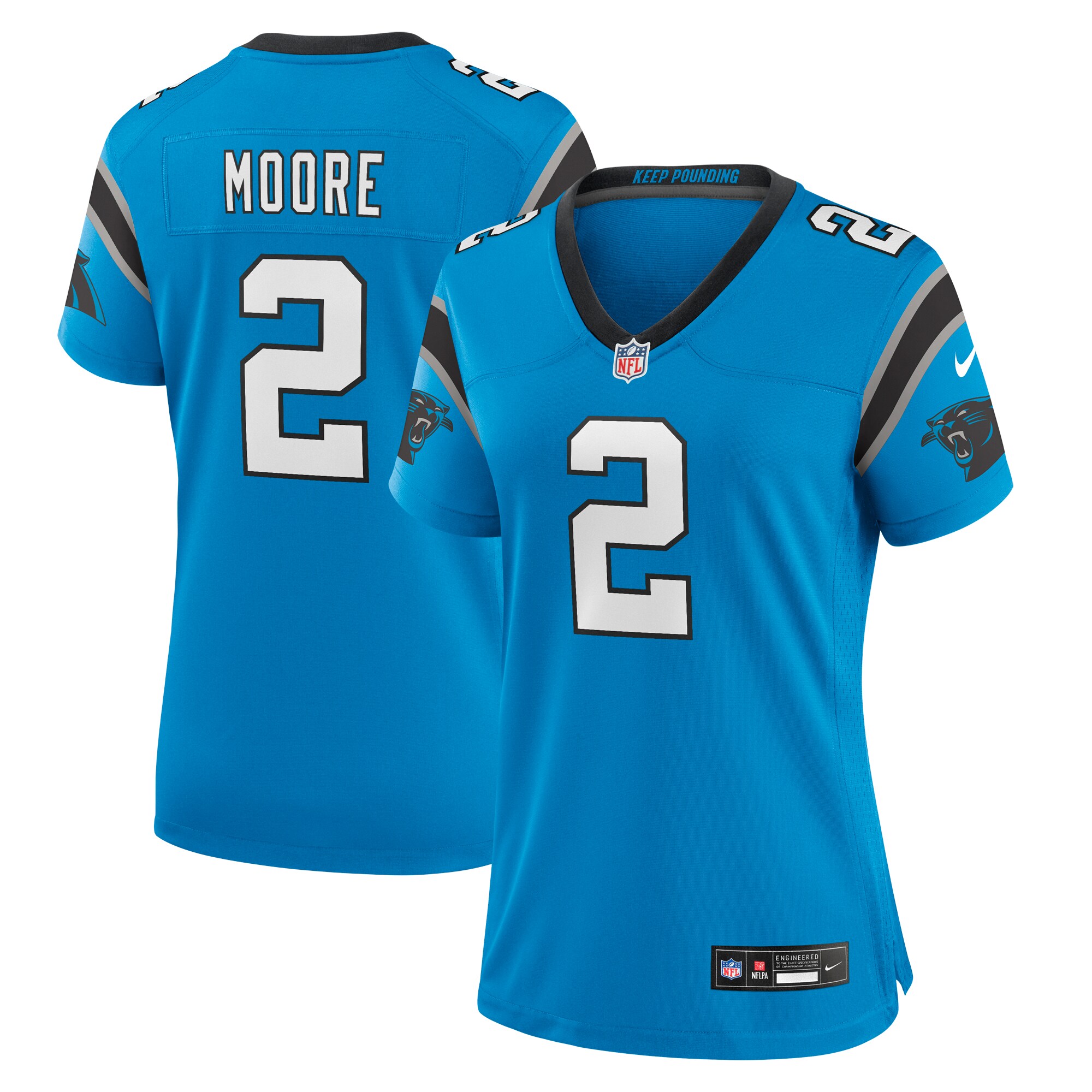 D.J. Moore Carolina Panthers  Women's Player Jersey - Blue