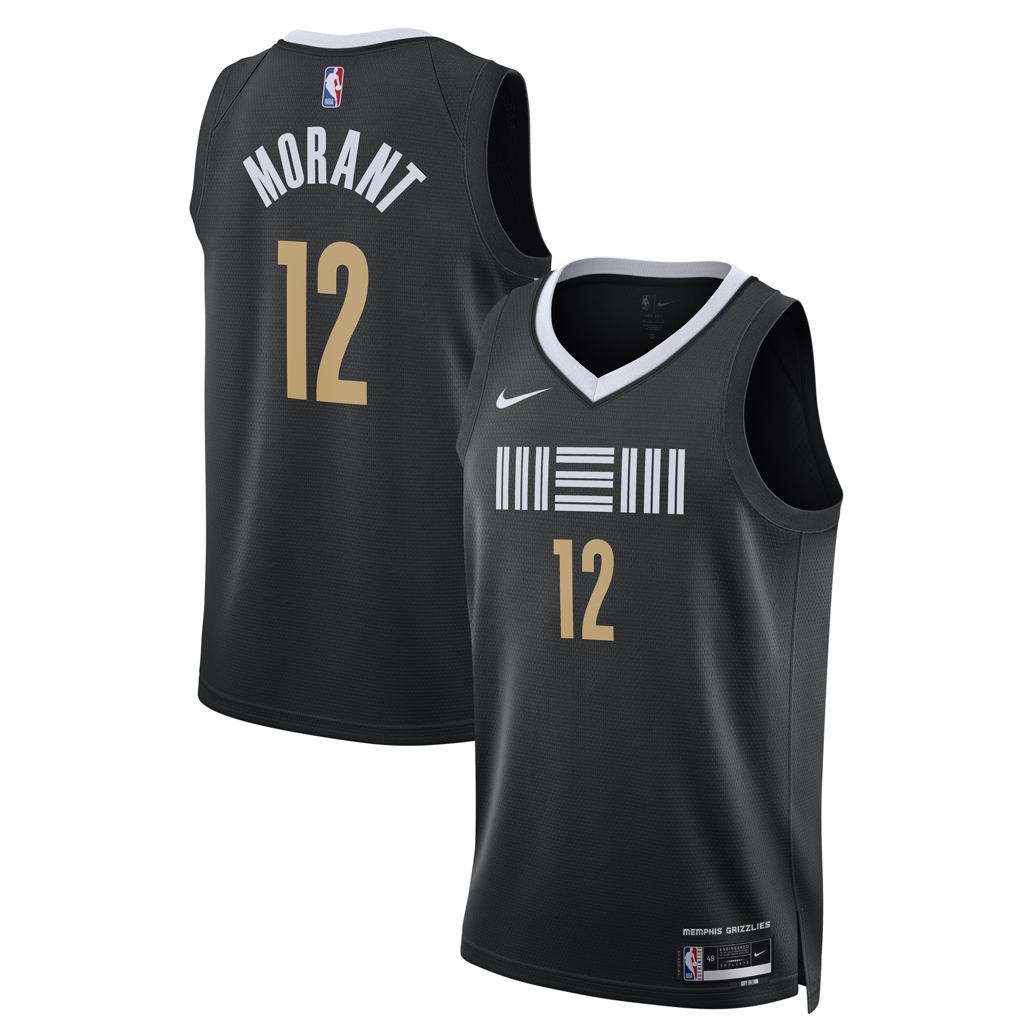 Ja Morant Memphis Grizzlies  Unisex 2023\/24 Swingman Jersey - Black - City Edition